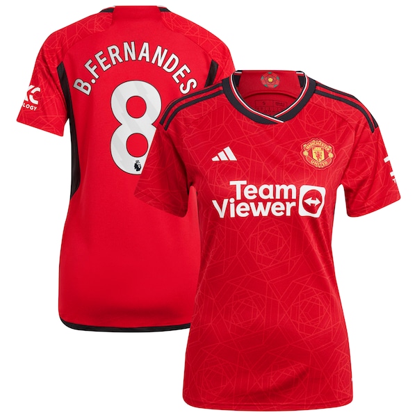 Bruno Fernandes Manchester United adidas Women's 2023/24 Home Replica Player Jersey - Red/Green