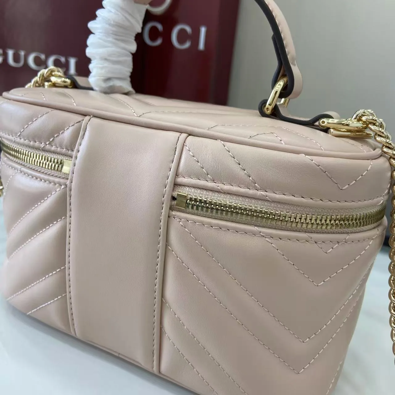 Gucci Marmont Pink GG Supreme Canvas Top Handle Bag product photo from LabelPicks