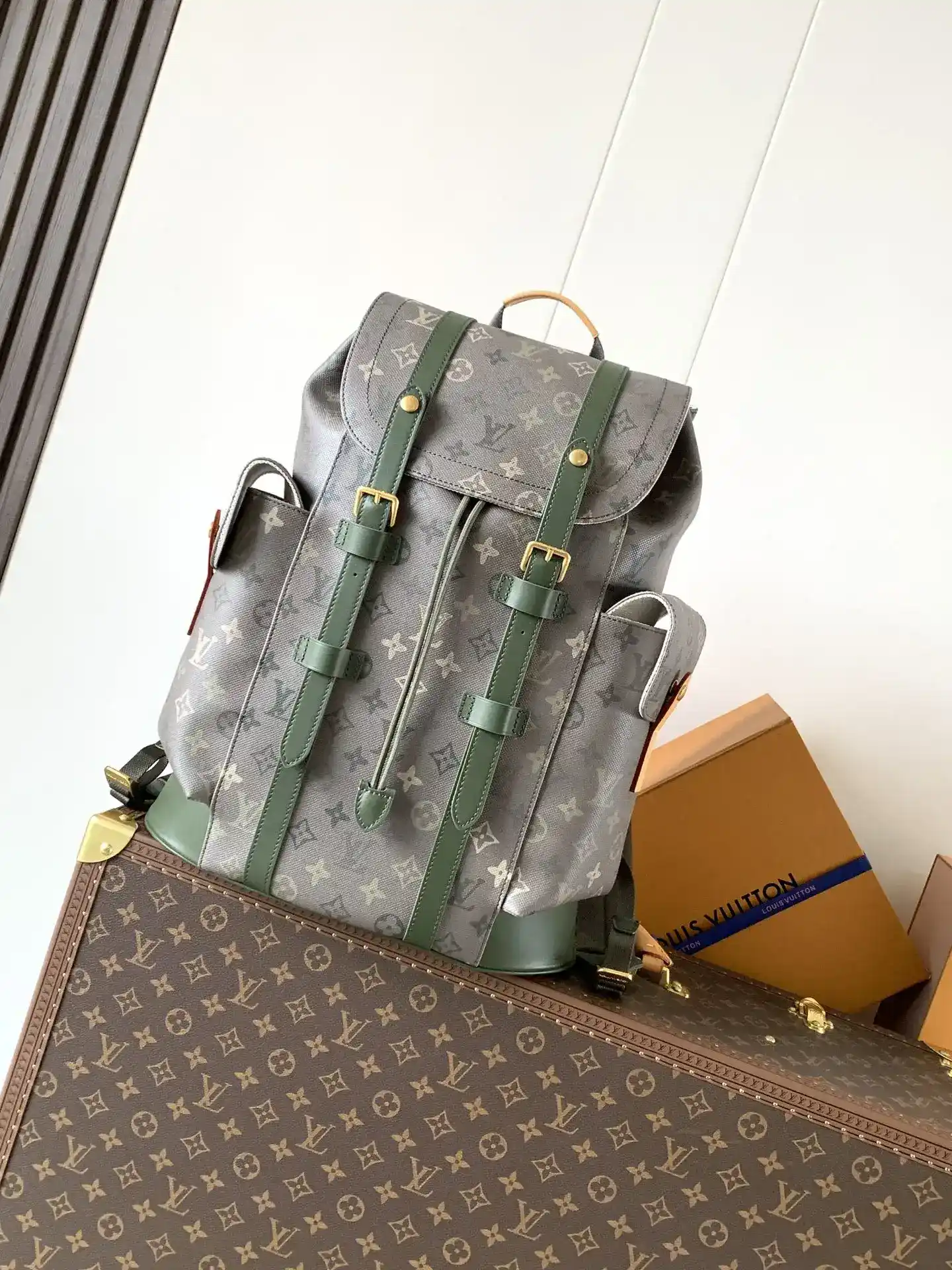 Louis Vuitton Christopher Green Canvas and Leather Backpack product photo from LabelPicks