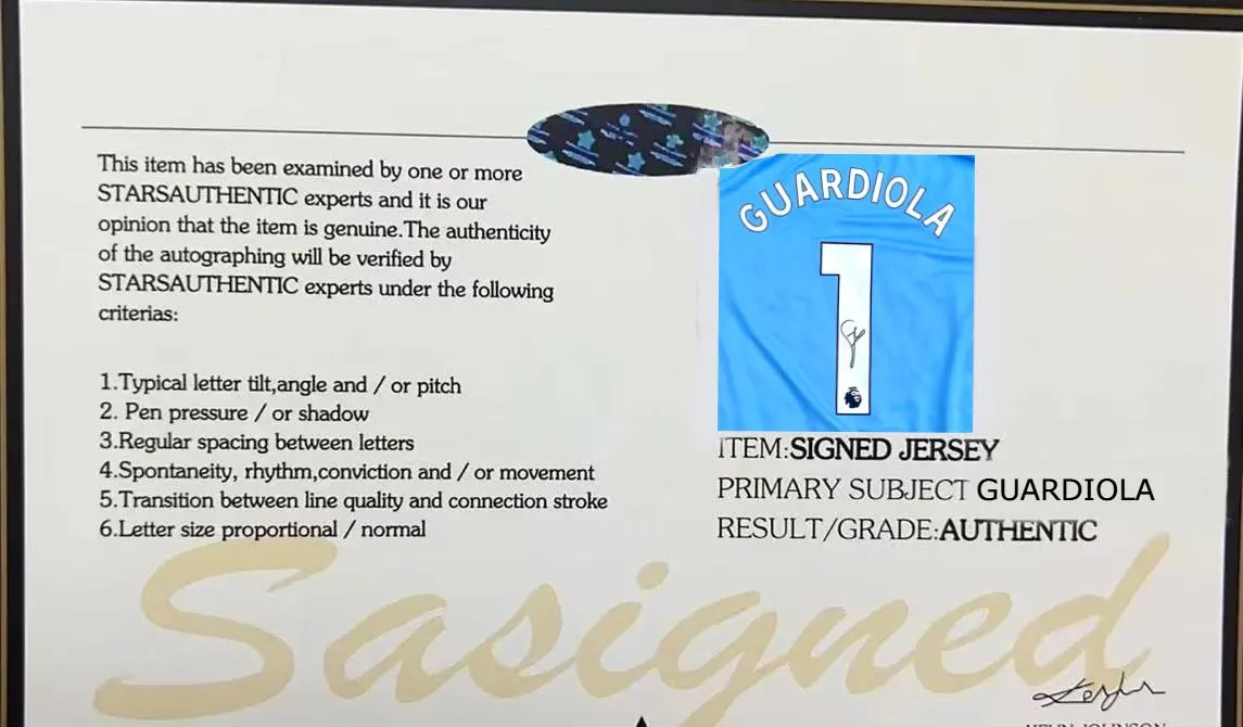 Pep Guardiola SIGNED Man City 25/26 FINAL Home Jersey/Shirt - COA - 2025