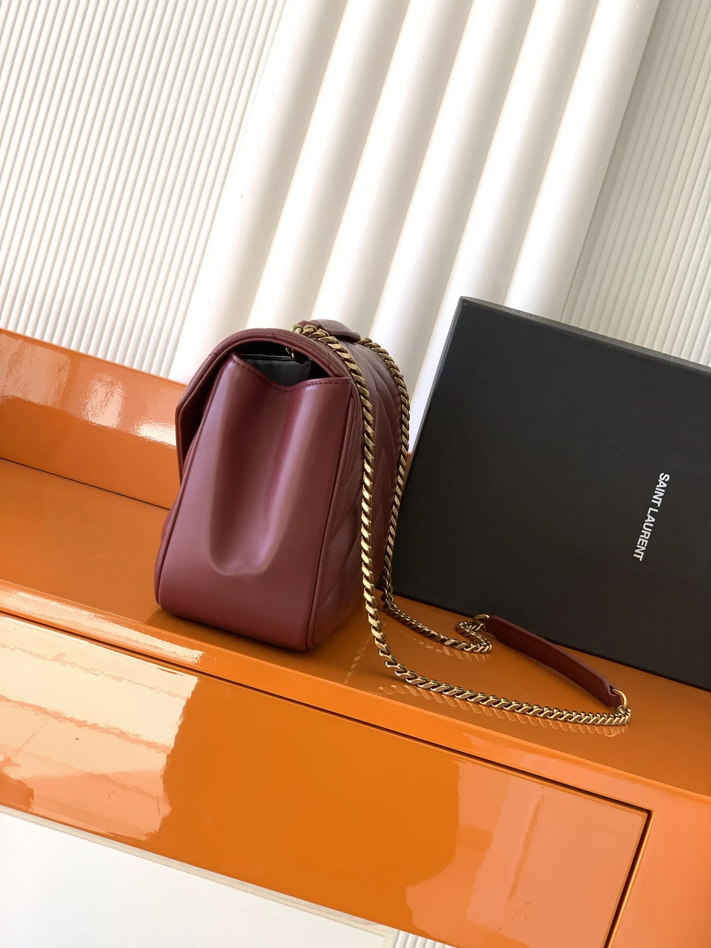 Saint Laurent Loulou Burgundy Lambskin Shoulder Bag product photo from LabelPicks