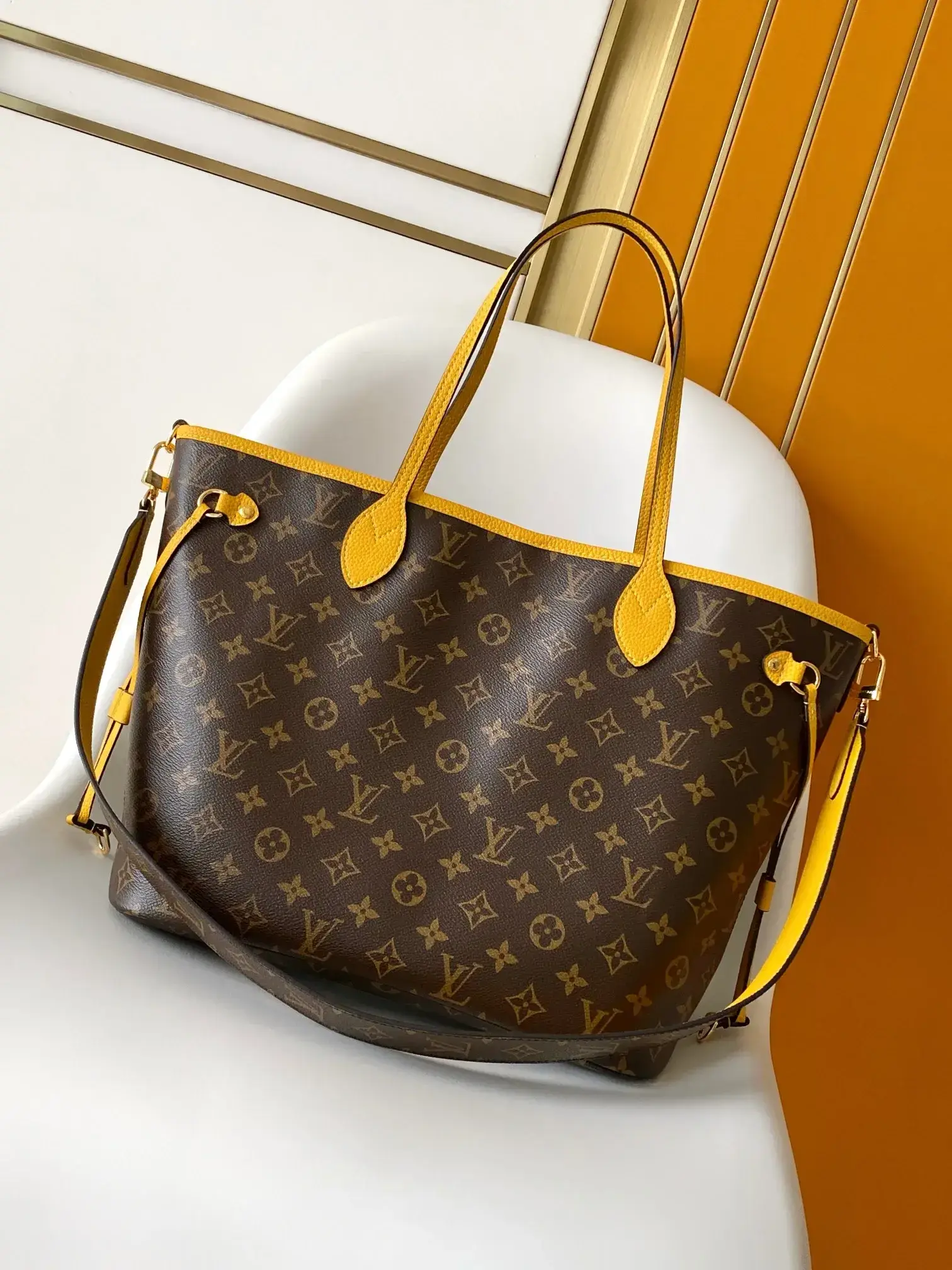Louis Vuitton Neverfull Yellow Monogram Canvas Tote Bag product photo from LabelPicks