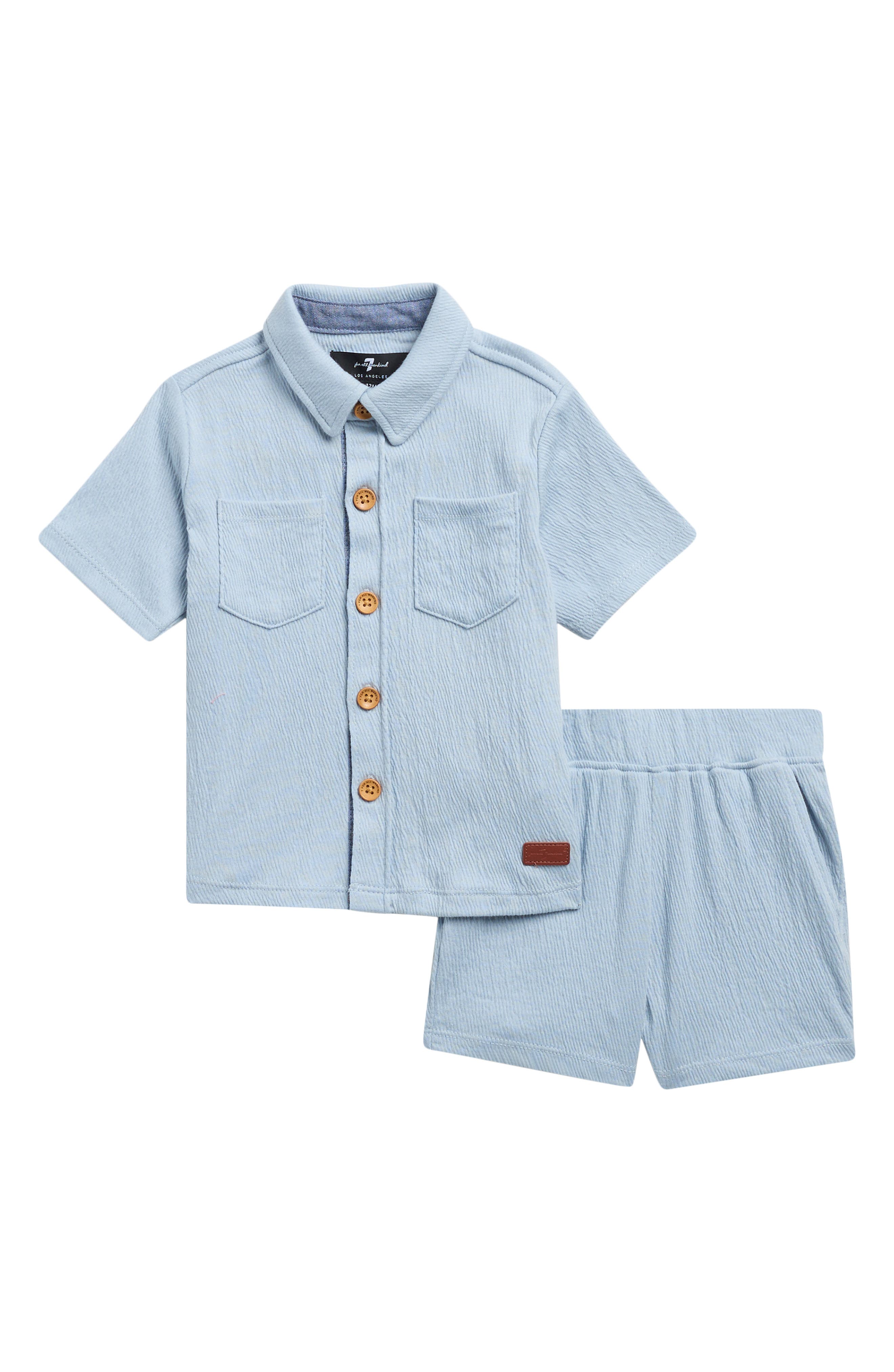 7 For All Mankind Co-Ord Button-Up Shirt & Shorts Set
