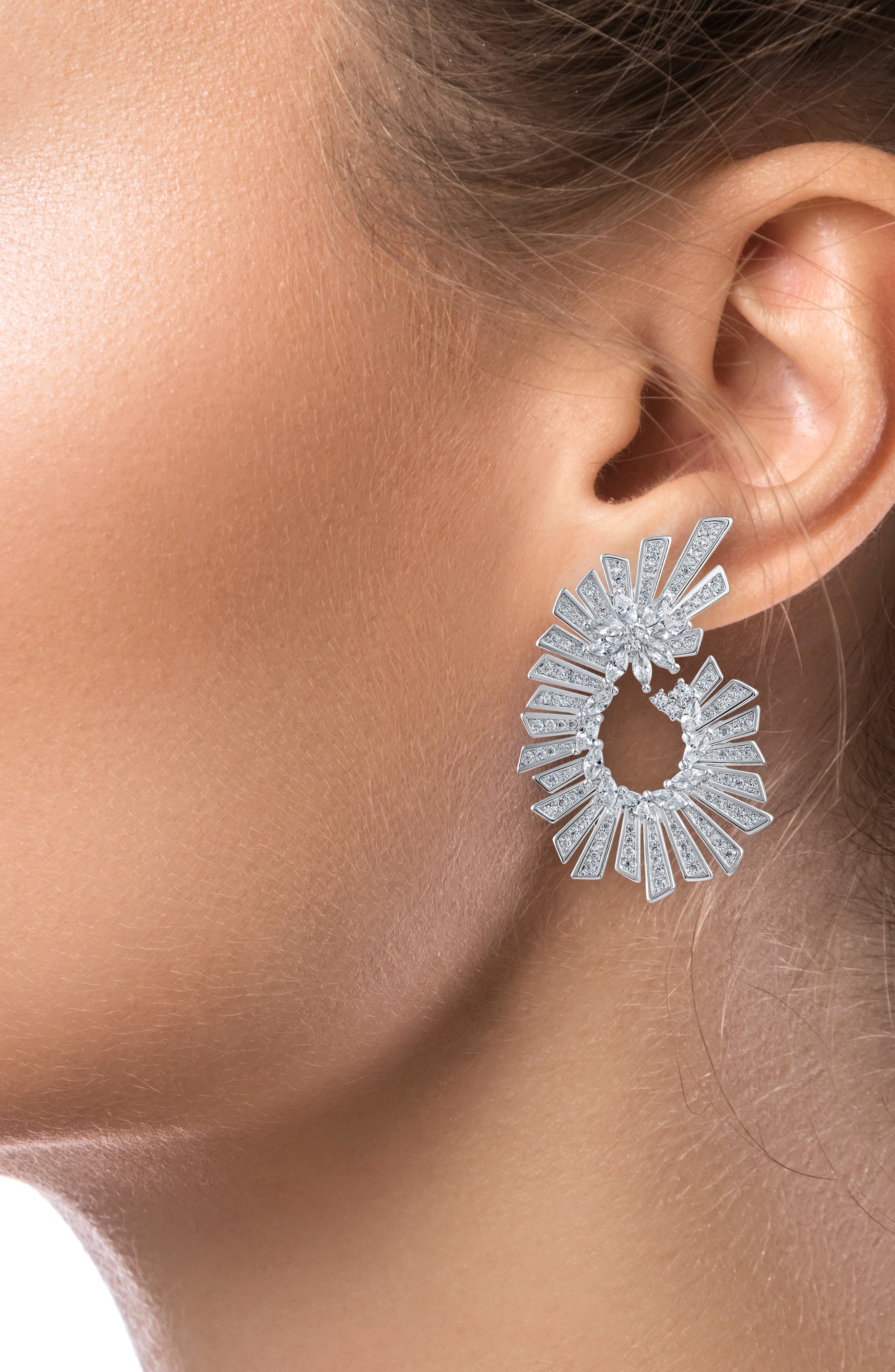 CZ by Kenneth Jay Lane Mixed Cut Cubic Zirconia Statement Earrings