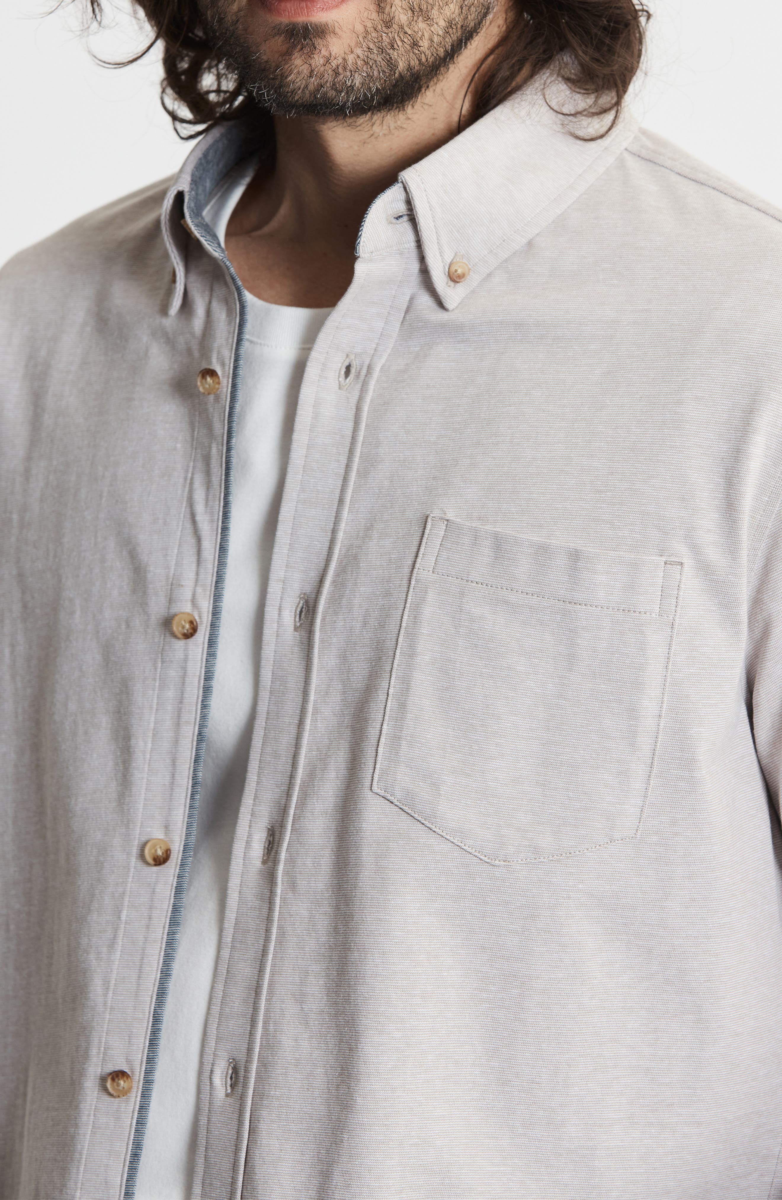 JACHS Short Sleeve Cotton Knit Button-Up Shirt