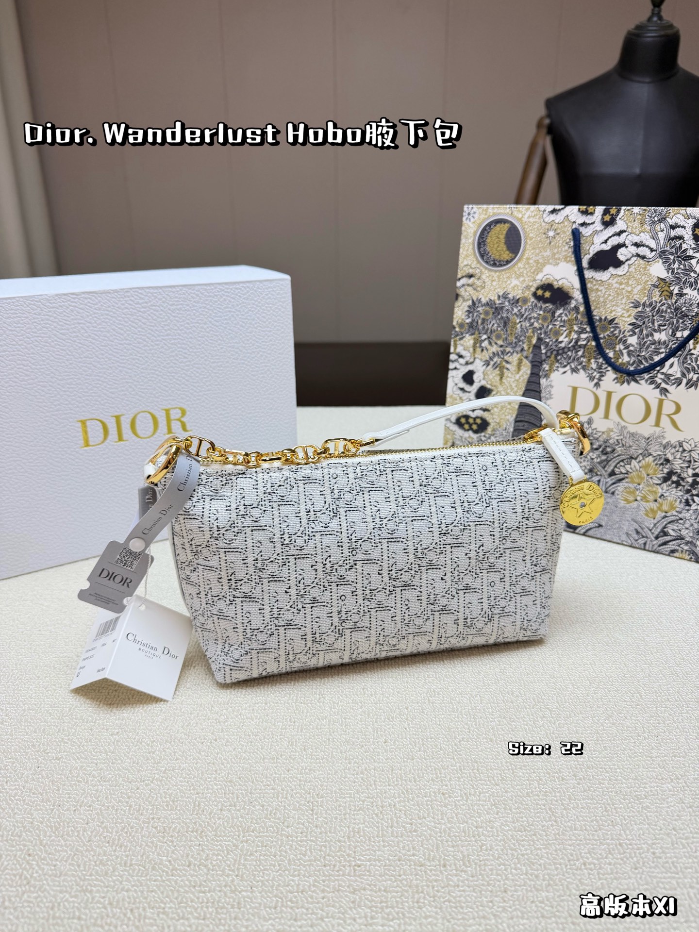 Dior  Denim underarm bag with chain strap