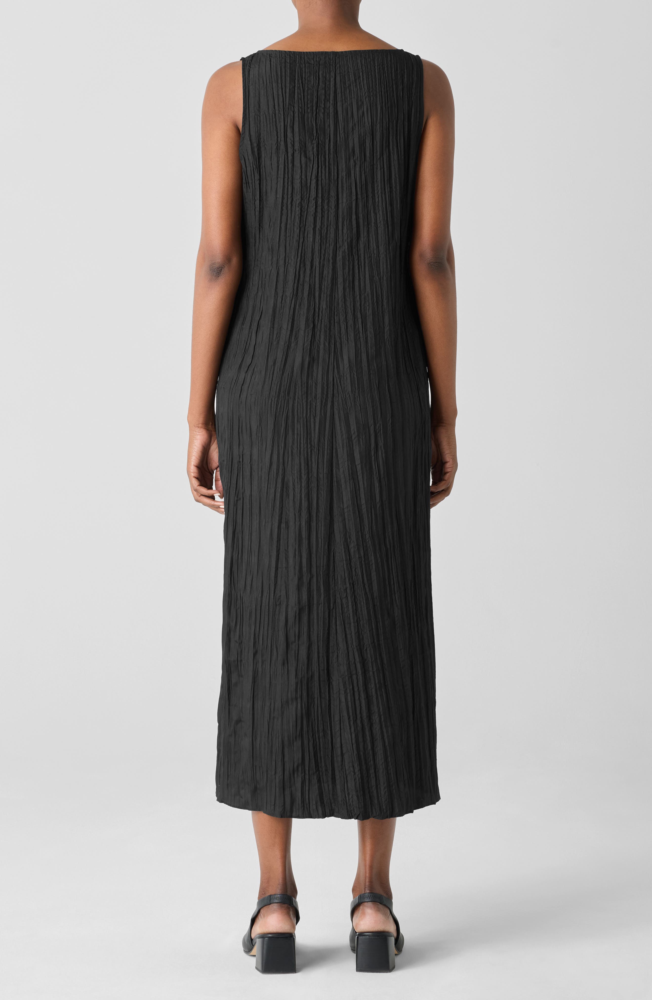 Eileen Fisher Pleated Silk Midi Dress