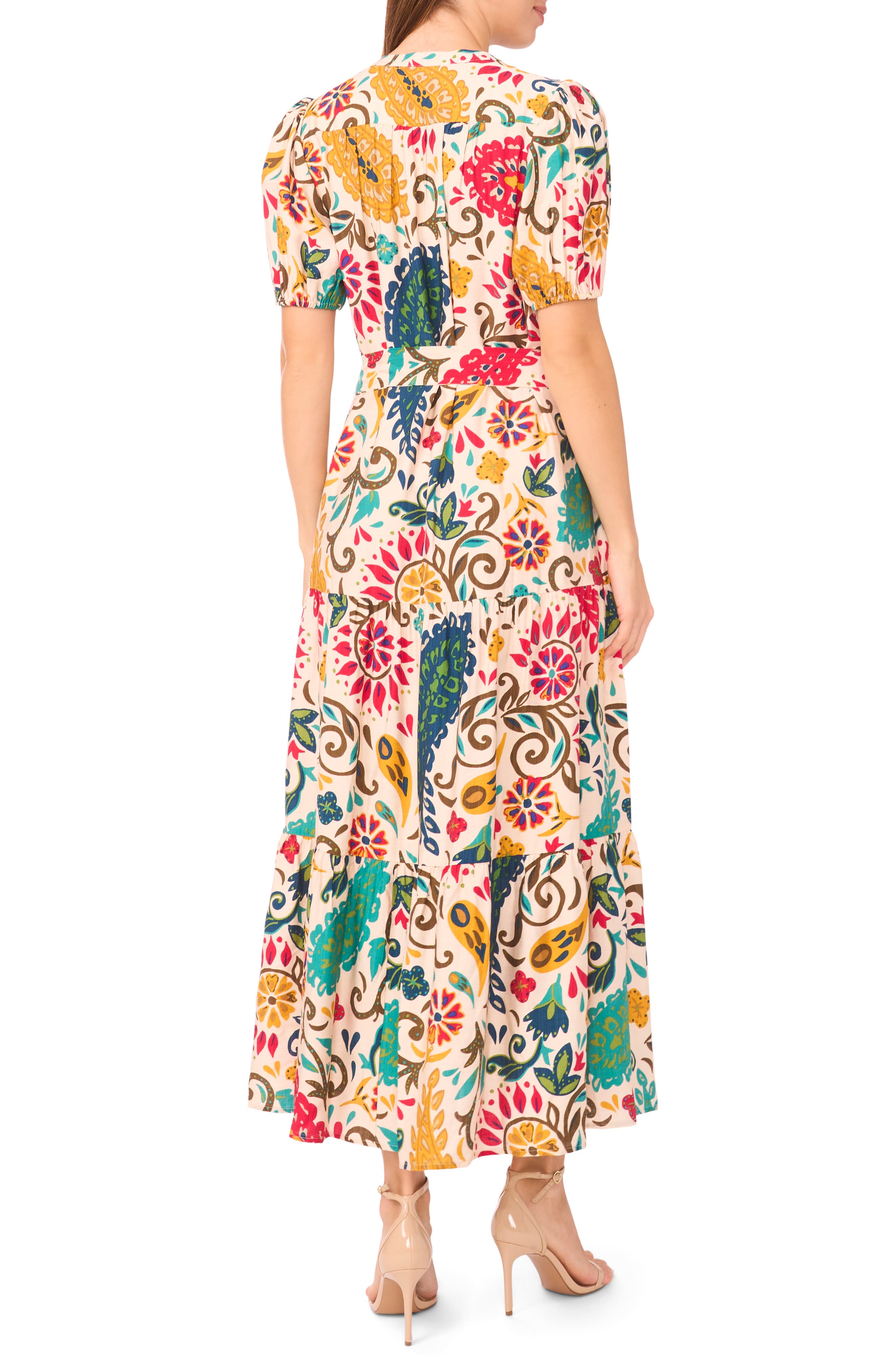 Halogen® Short Sleeve Tie Waist Maxi Dress