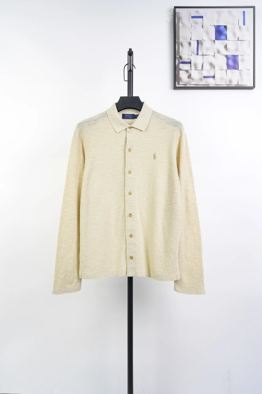 Ralph Lauren Beige Pony Embroidered Cotton Linen Polo Shirt product photo from LabelPicks