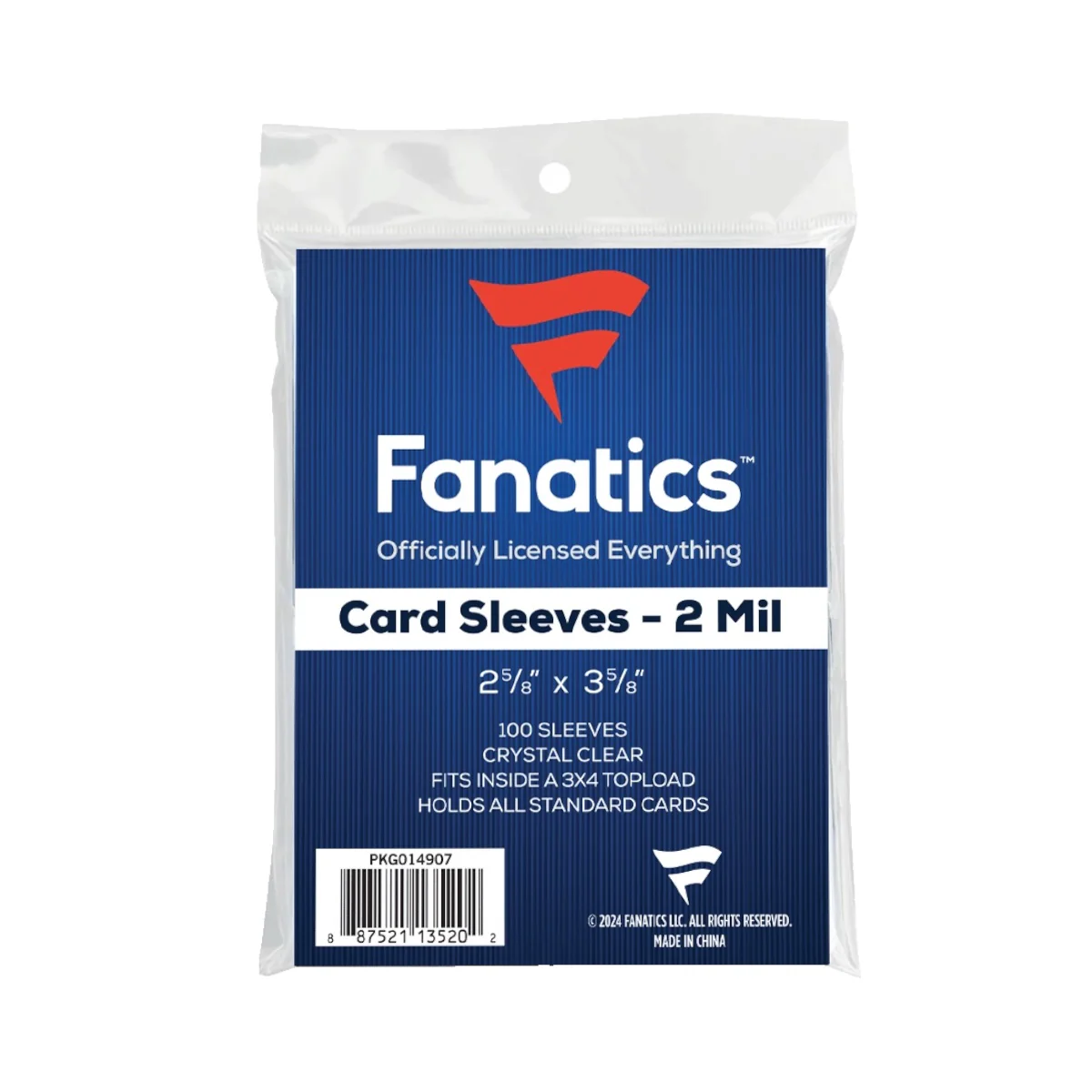 Fanatics Soft Sleeves for Standard Cards (2-5/8��x3-5/8��) 100ct x 100 packs/case (10,000 Sleeves)