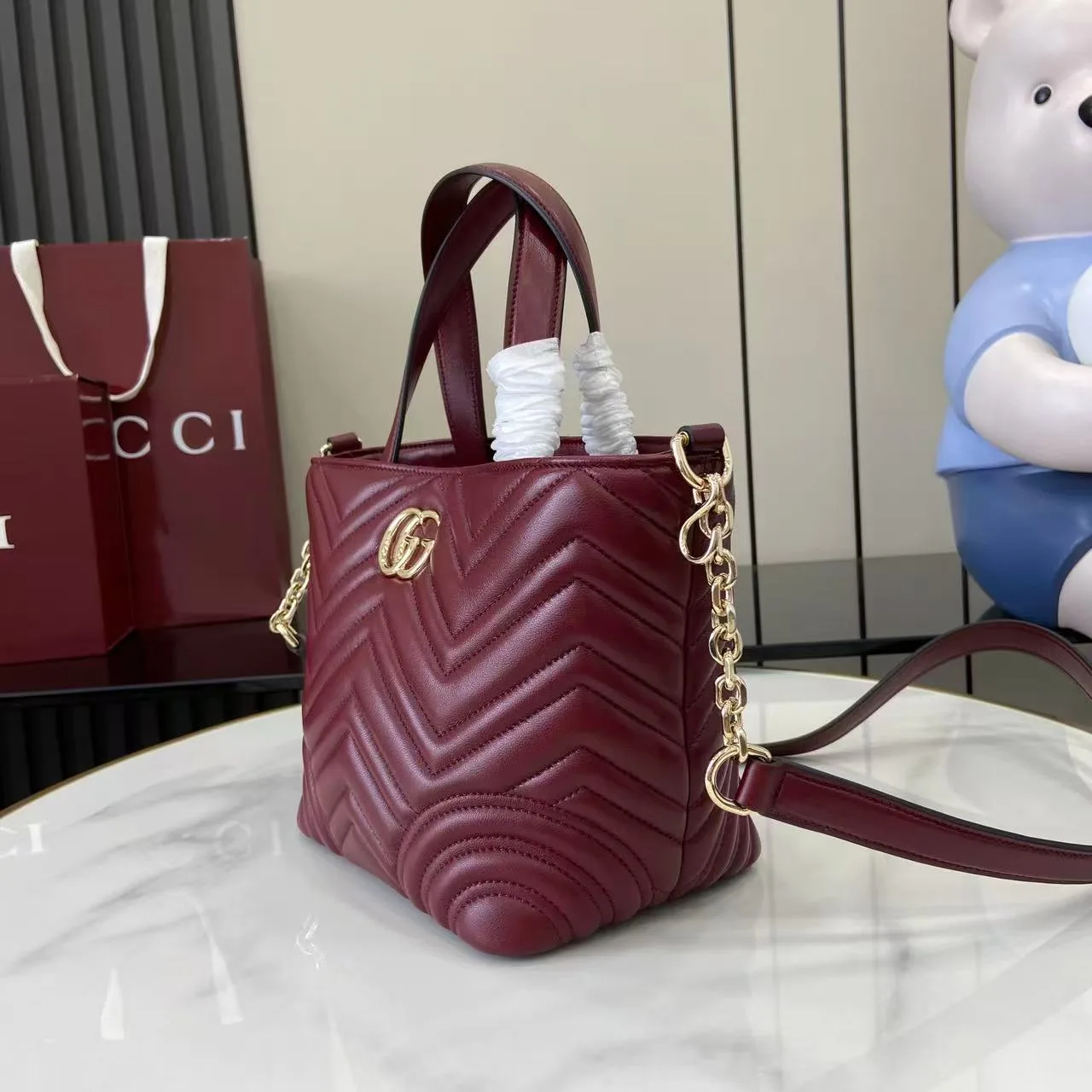 Gucci Red Marmont GG Supreme Canvas Tote Bag product photo from LabelPicks