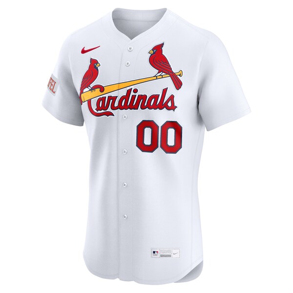 St. Louis Cardinals Nike Home Elite Sponsor Patch Custom Jersey - White