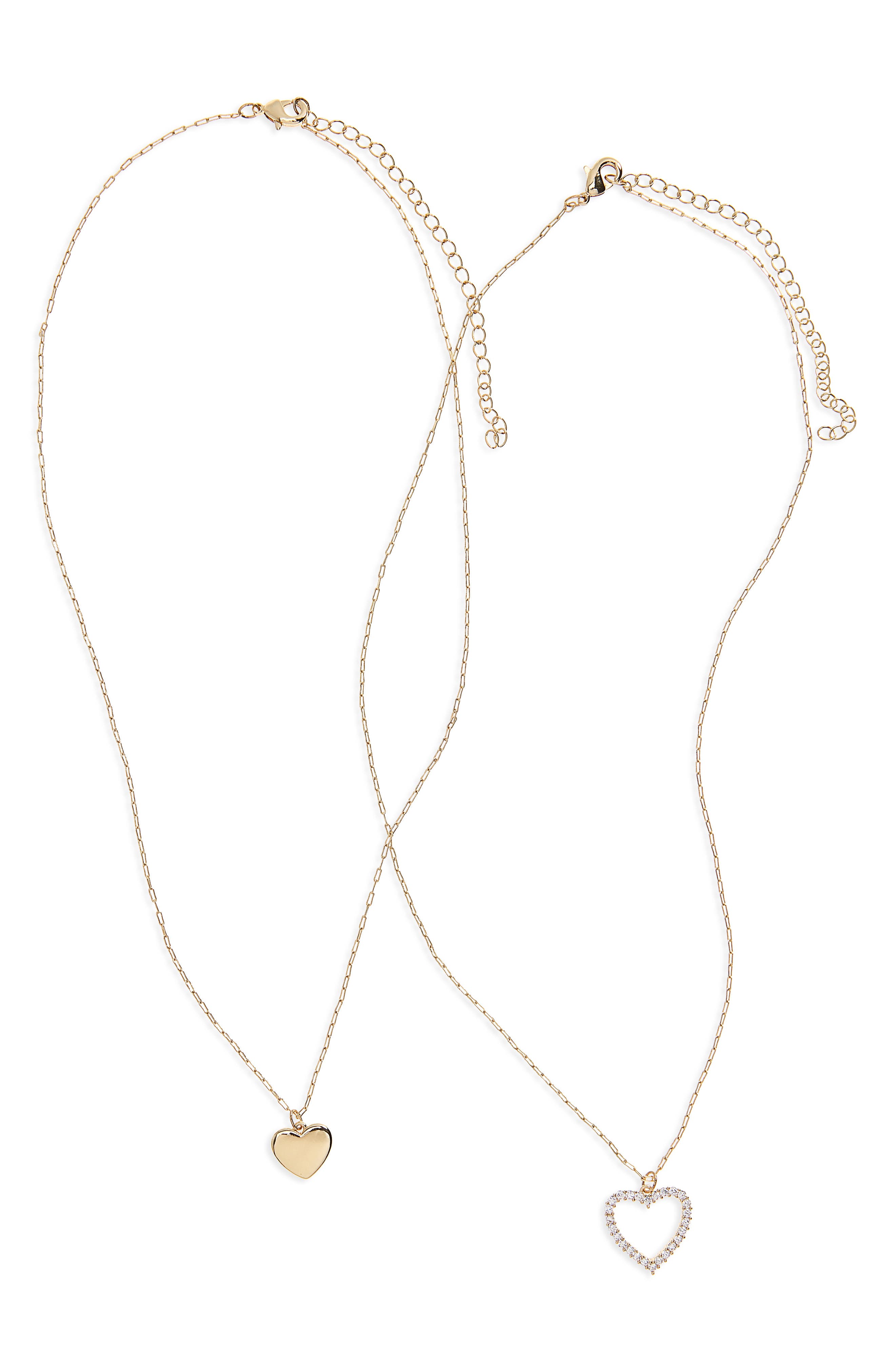 Leith CZ You & Me Heart Pendant Necklace Set