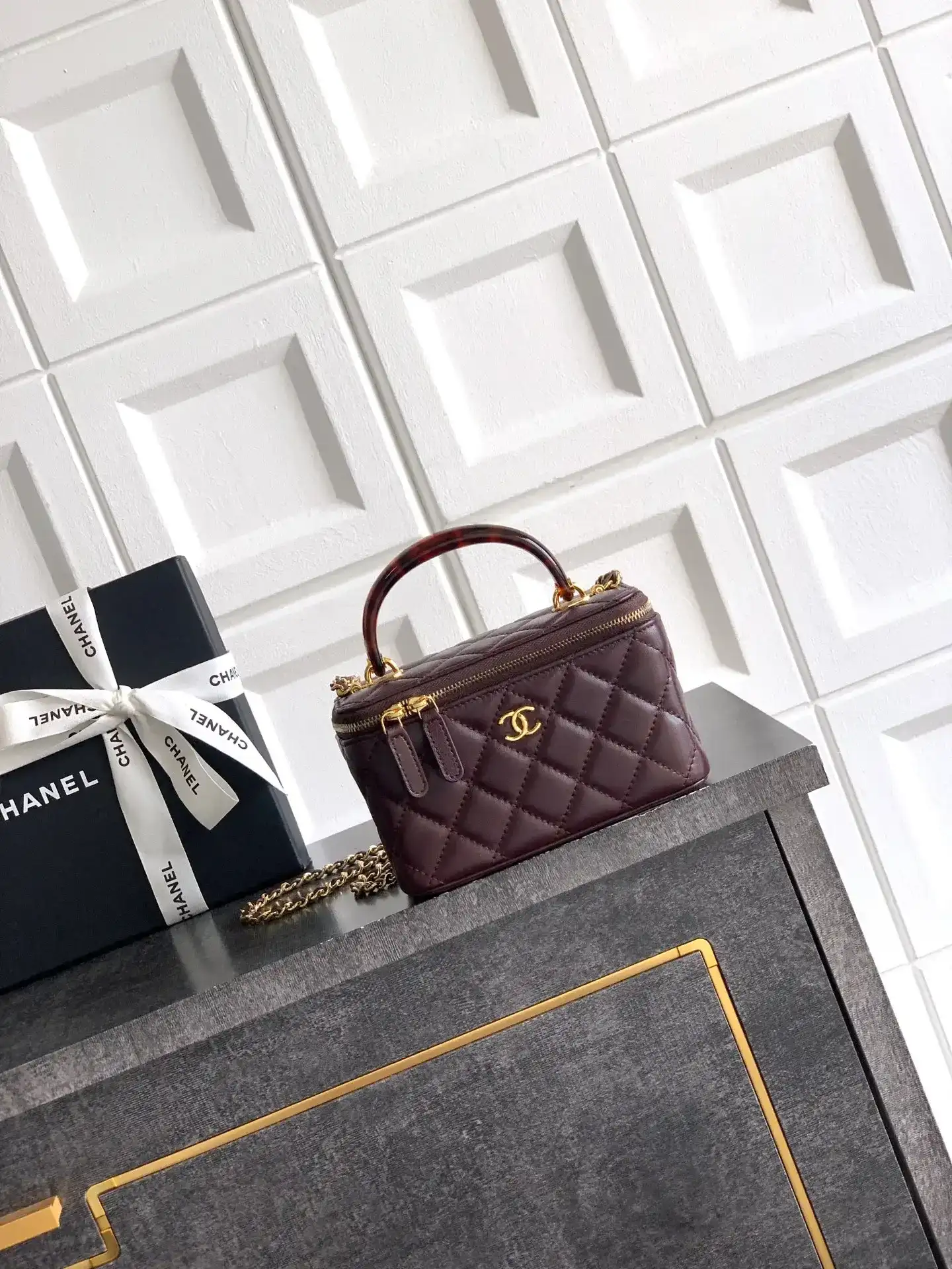 Chanel Brown Quilted Leather Top Handle Bag product photo from LabelPicks