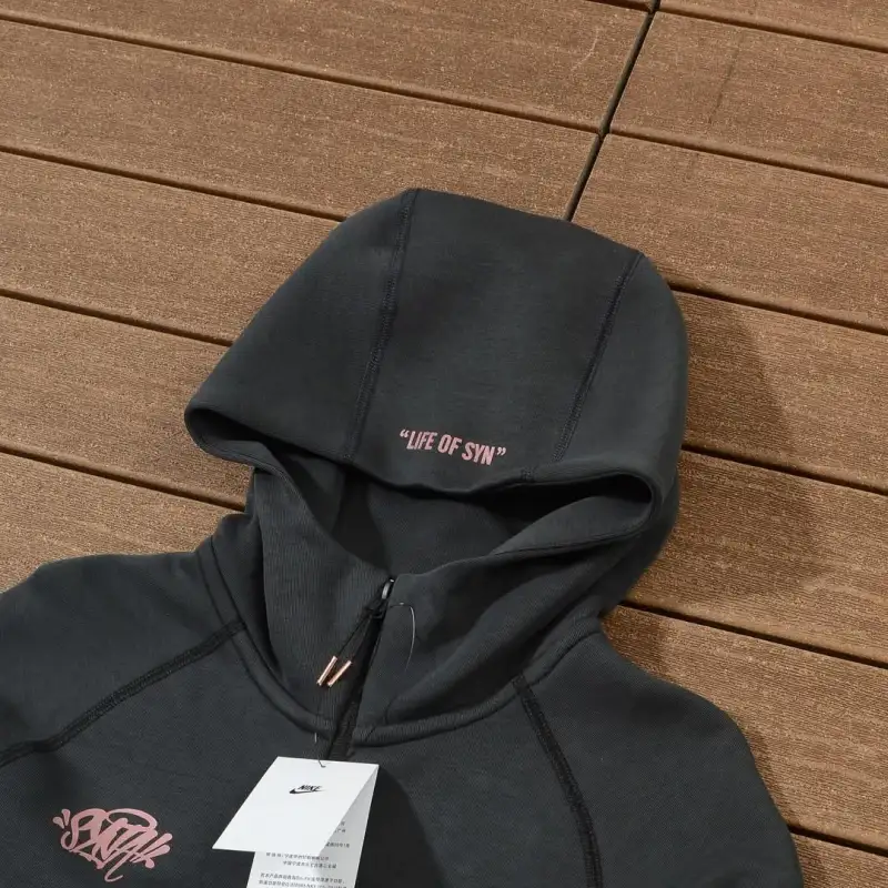 Nike Sportswear x Central Cee Tech Fleece Hoodie & Joggers Set Black/Metallic Red