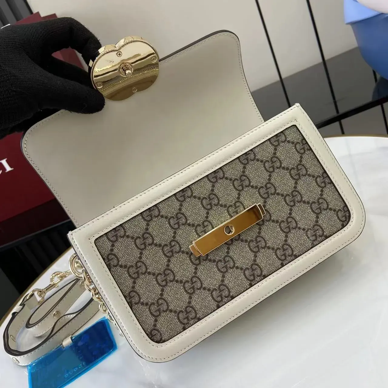 Gucci White Monogram Canvas Crossbody Bag product photo from LabelPicks