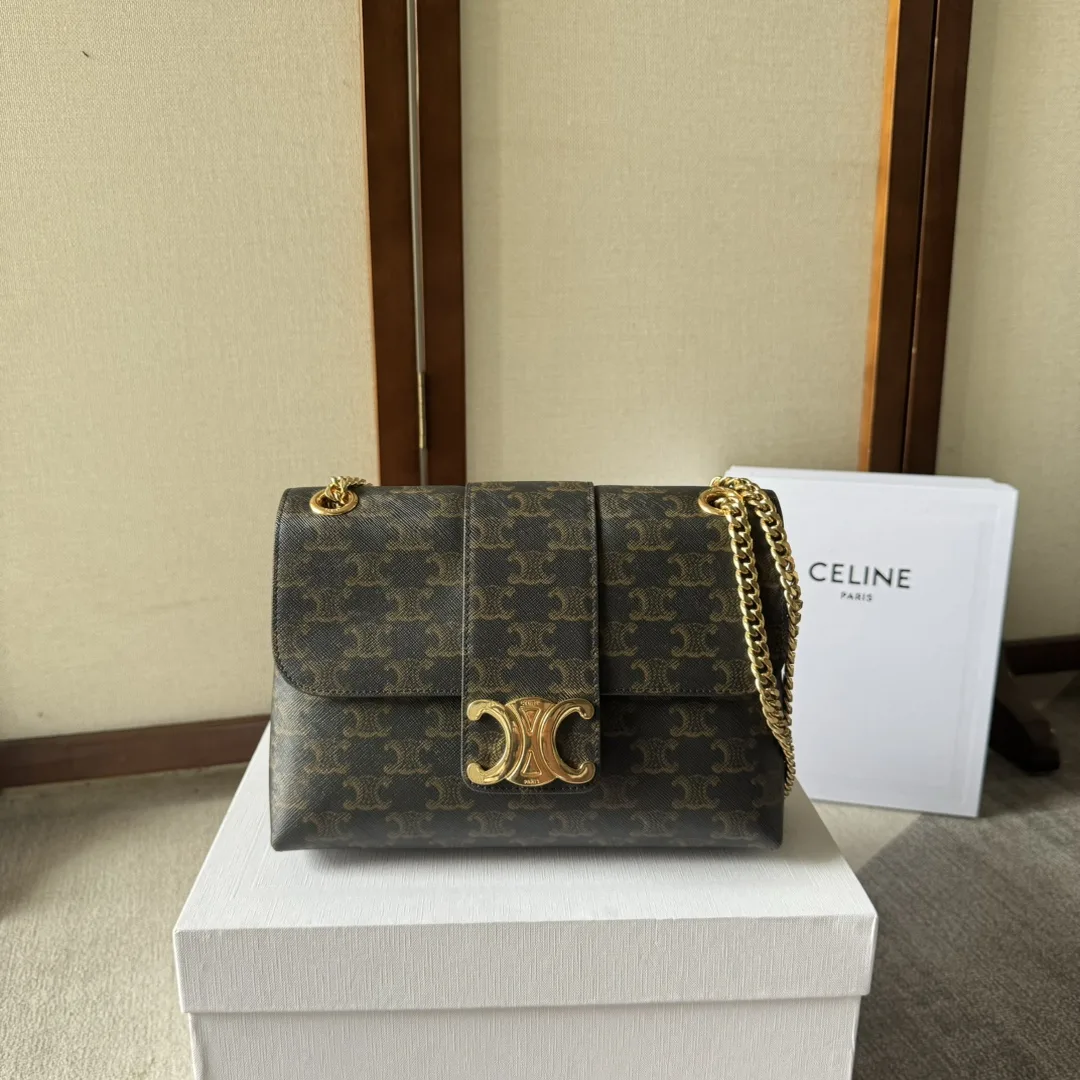 Celine Triomphe Silver Grained Leather Crossbody Bag product photo from LabelPicks