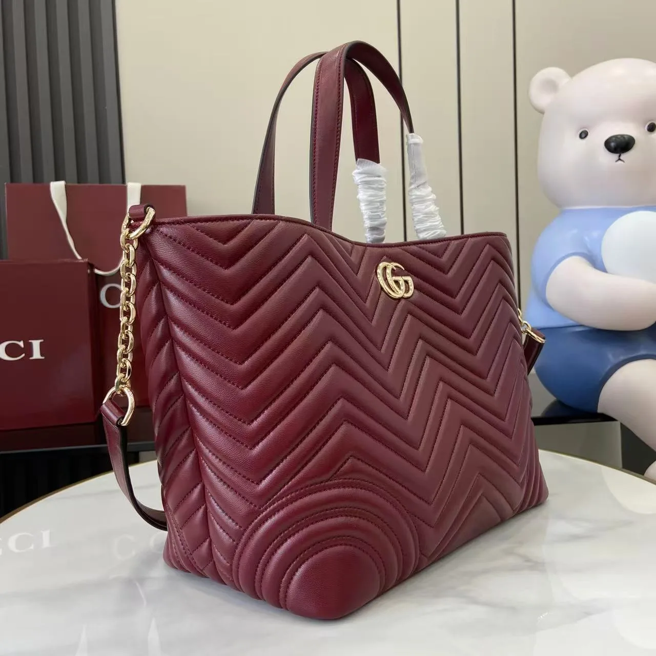 Gucci Marmont Red GG Supreme Canvas Tote Bag product photo from LabelPicks