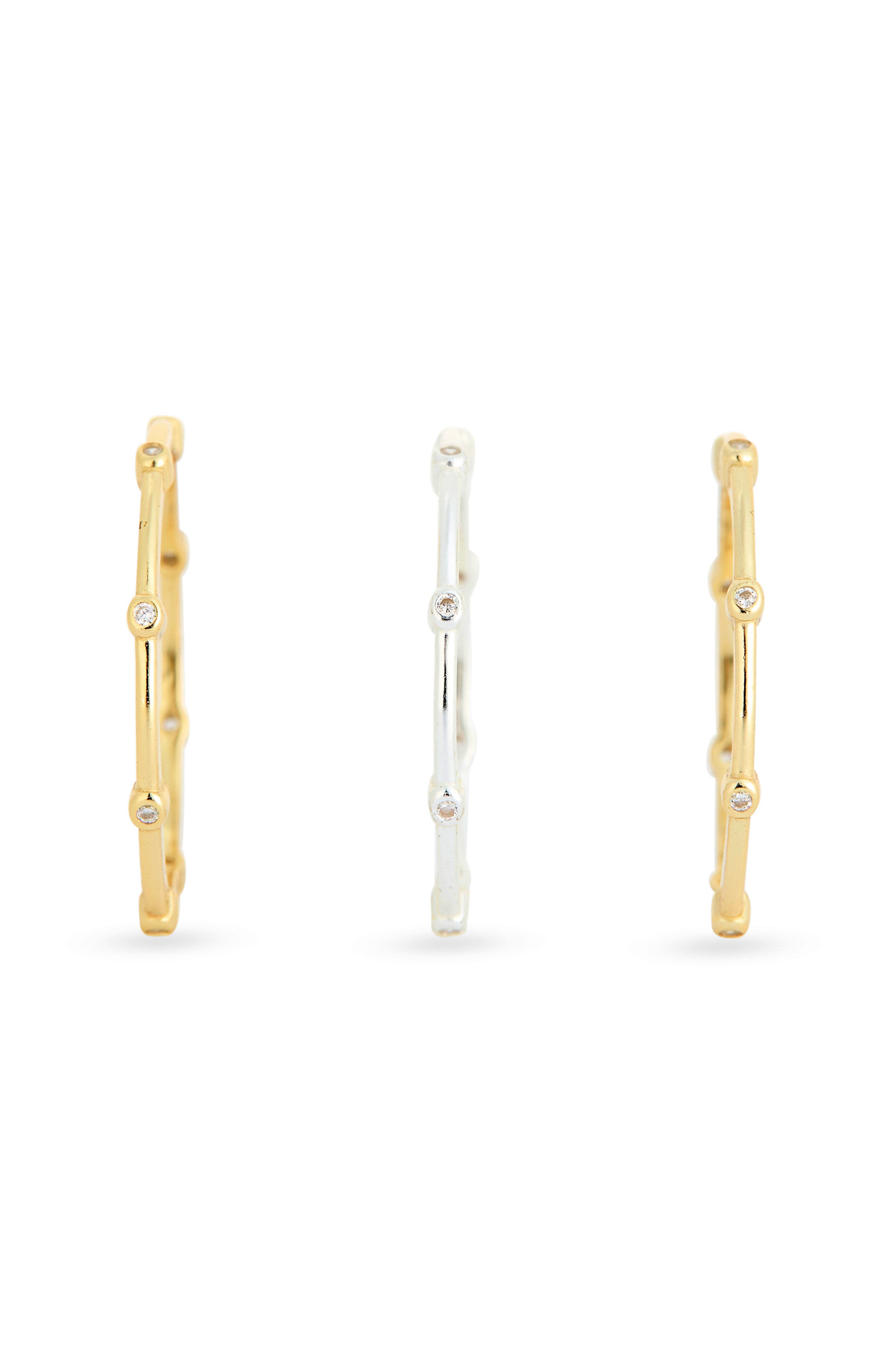 ARGENTO VIVO Set of 3 Two-Tone Cubic Zirconia Stackable Rings