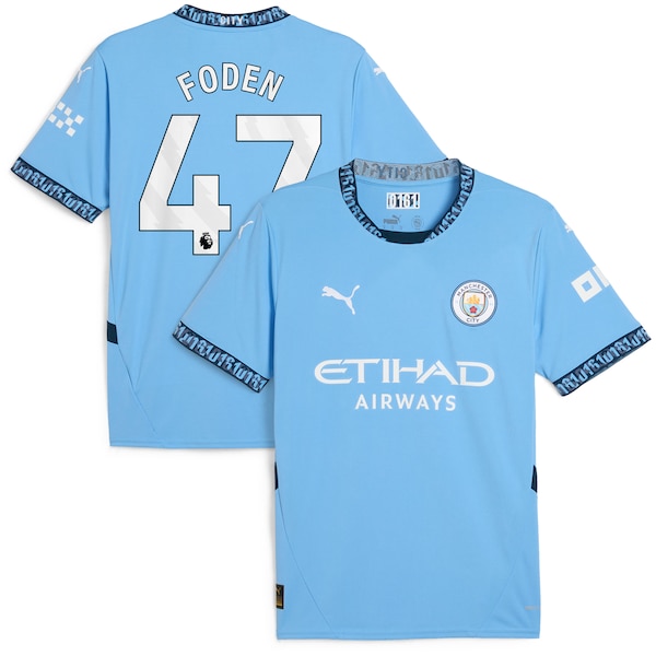 Phil Foden Manchester City Puma 2024/25 Home Replica Player Jersey - Light Blue