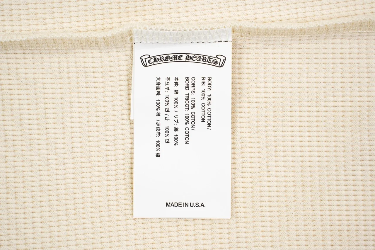 Chrome Hearts Cream Embroidered Silver Button Waffle Henley Long Sleeve product photo from LabelPicks