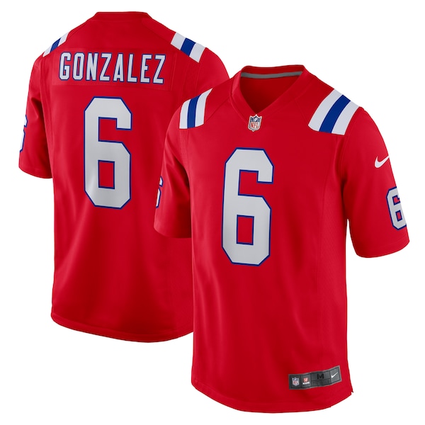 Christian Gonzalez New England Patriots Nike Alternate Team Game Jersey - Red/Navy/White