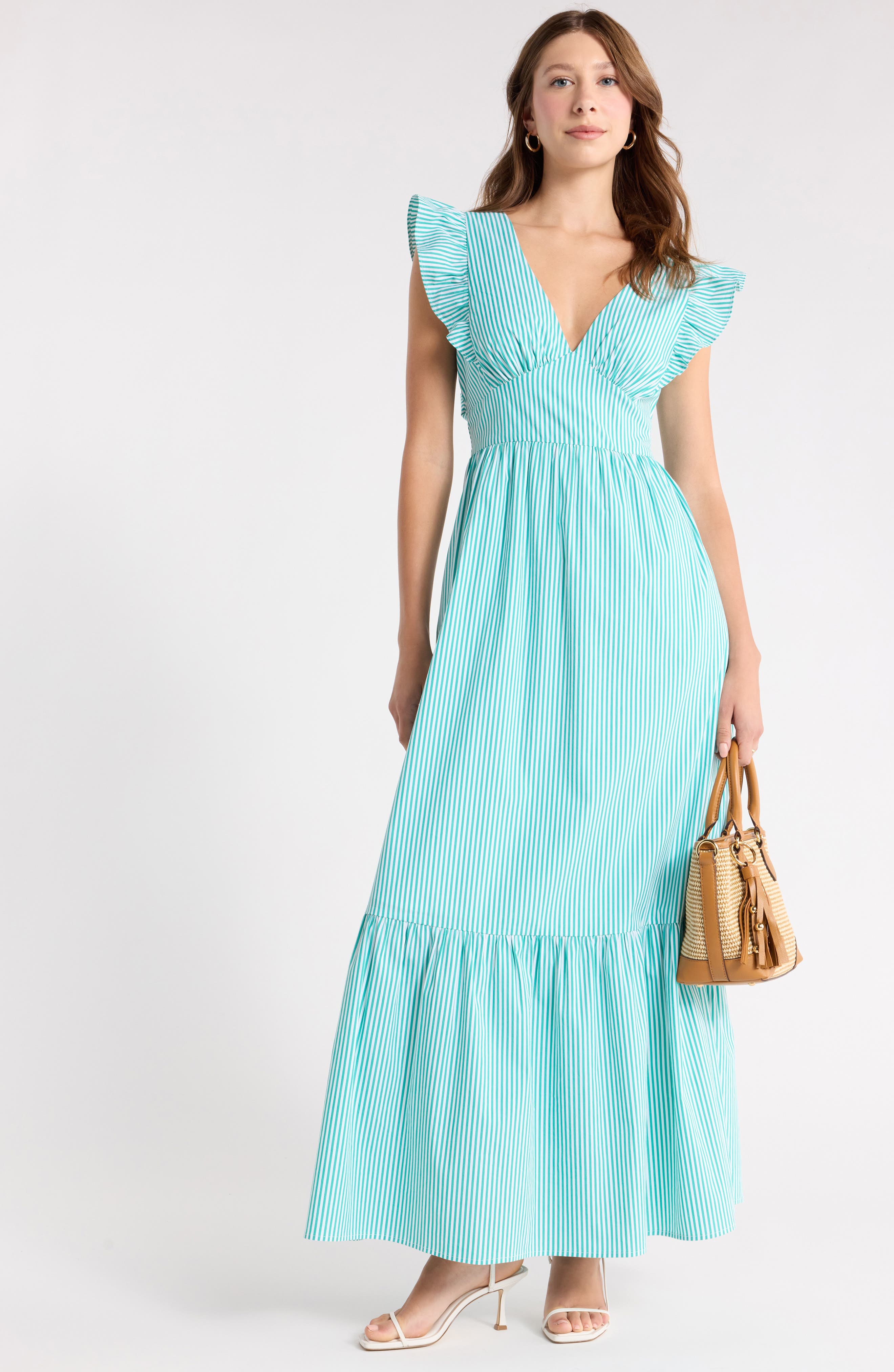 1901 Ruffle Sleeve Maxi Dress