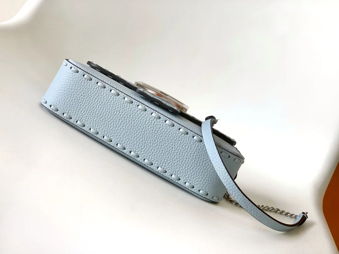 Fendi Silver Baguette Grained Leather Shoulder Bag product photo from LabelPicks
