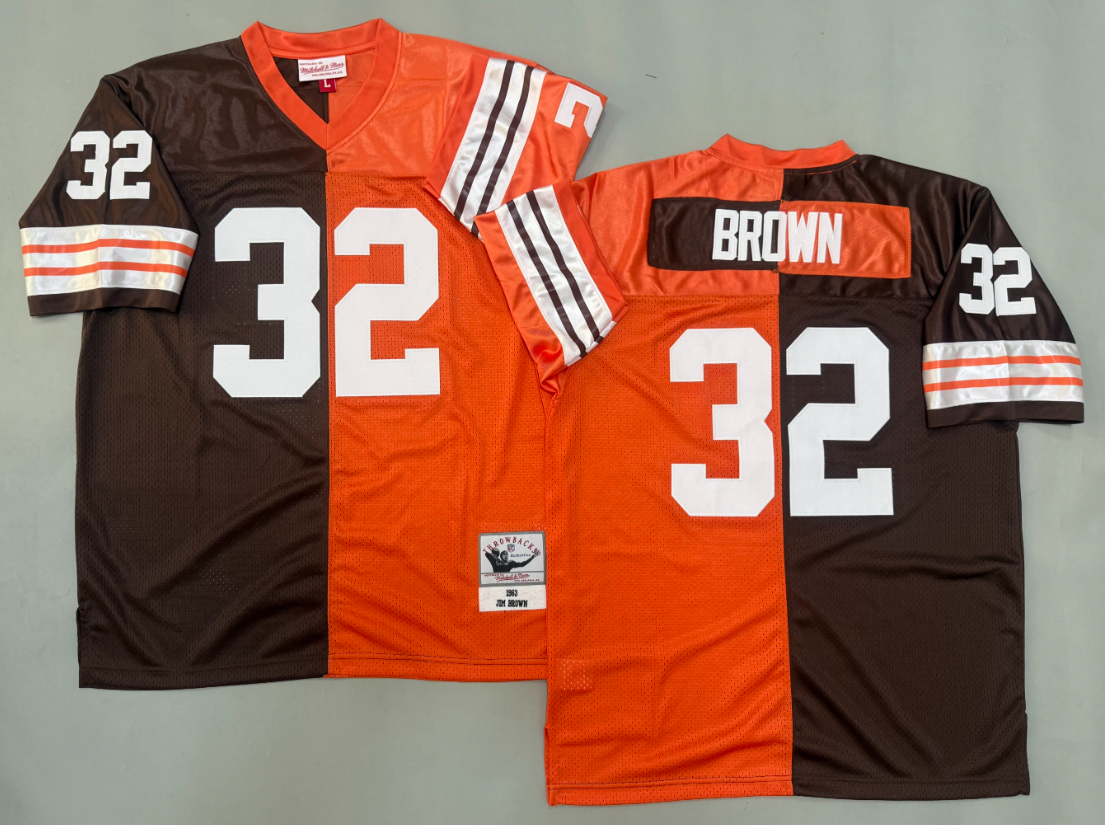 Jim Brown Cleveland Browns Authentic Split Throwback Retired Player Jersey