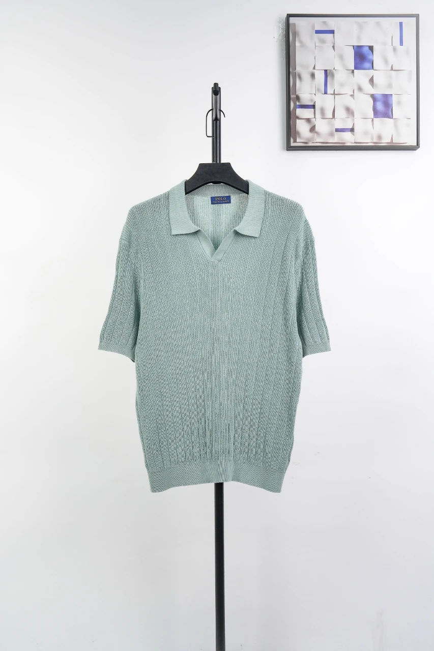 Ralph Lauren Pale Green Pony Embroidered Linen Cotton Polo Shirt product photo from LabelPicks