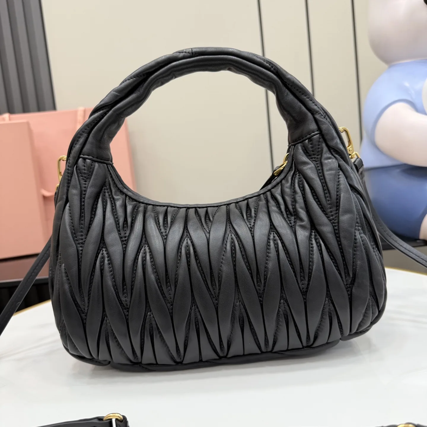Miu Miu Matelasse Black Lambskin Hobo Bag product photo from LabelPicks
