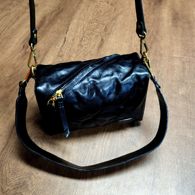 Women's Black Distressed Mini Satchel