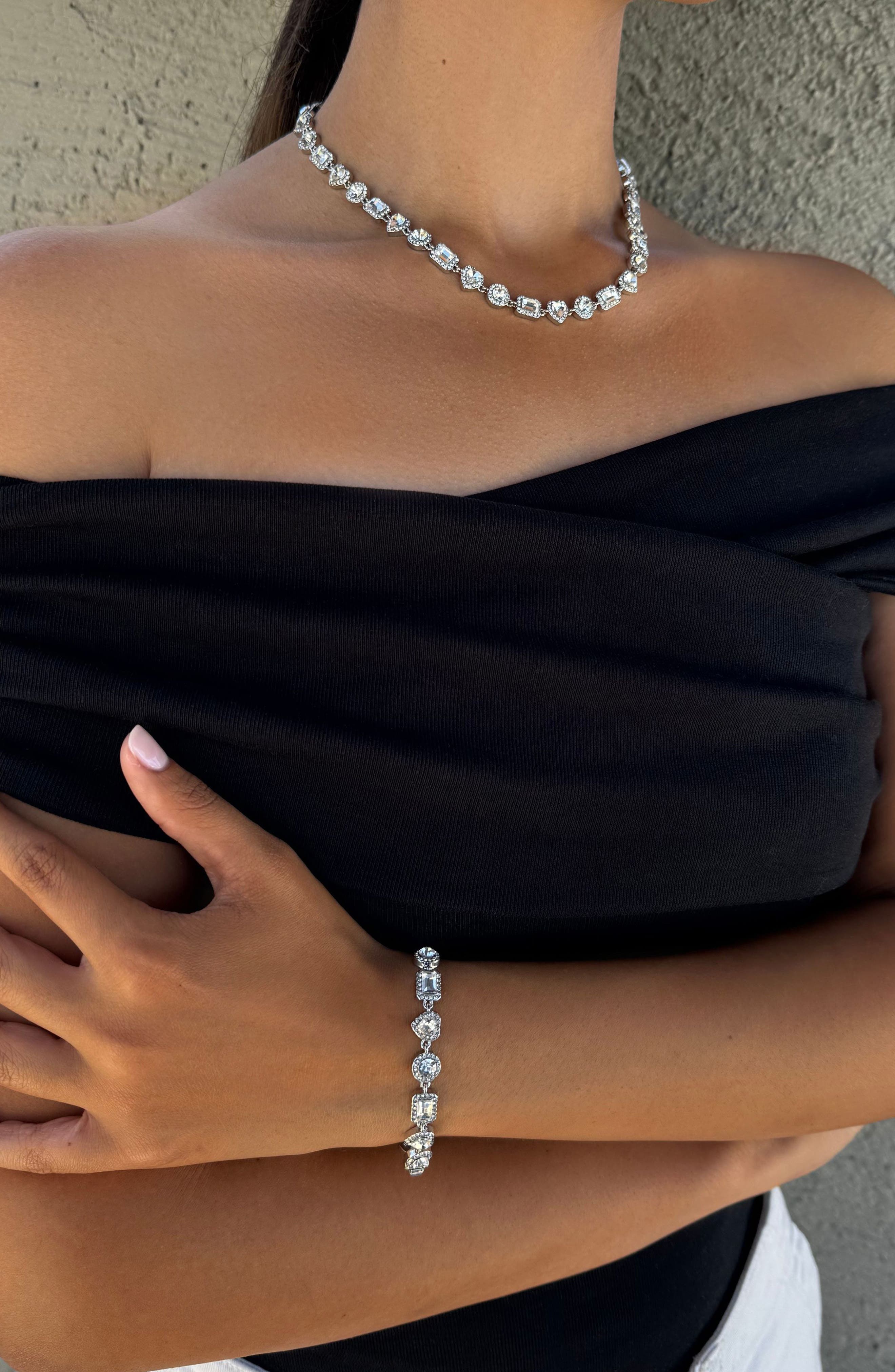Adornia Crystal Halo Station Necklace