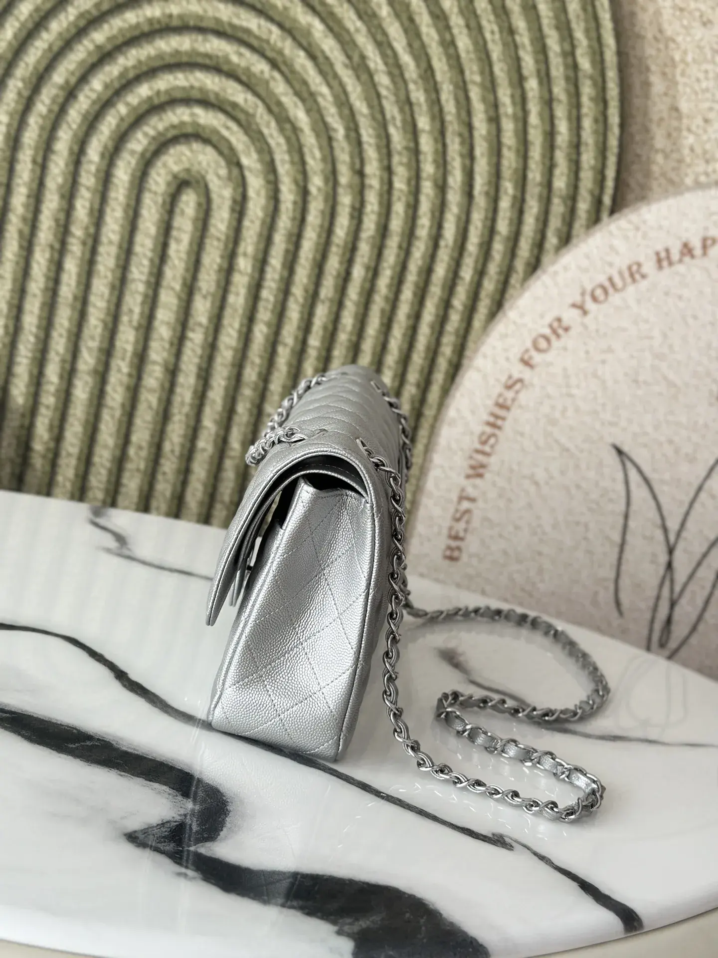 Chanel Classic Flap Silver Calfskin Shoulder Bag product photo from LabelPicks