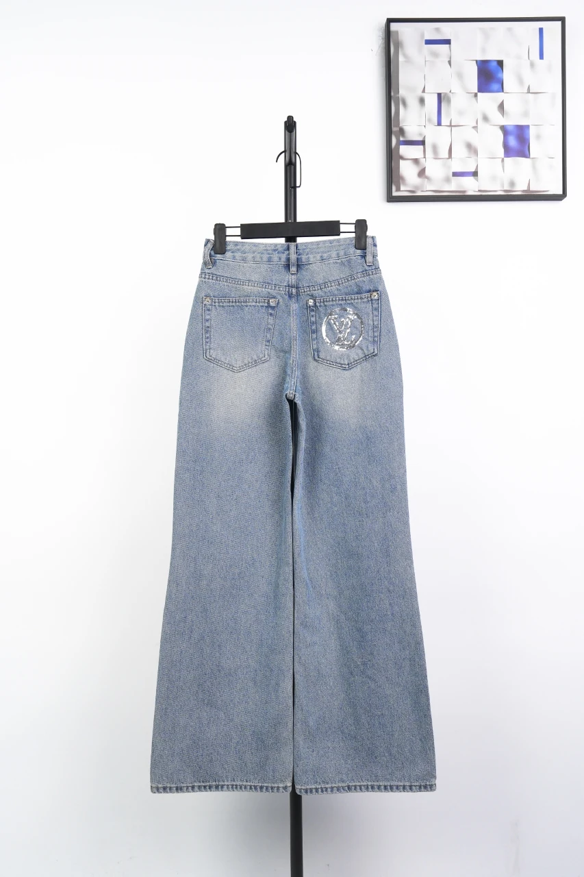 Louis Vuitton Light Blue Allover Print Straight Denim Jeans product photo from LabelPicks
