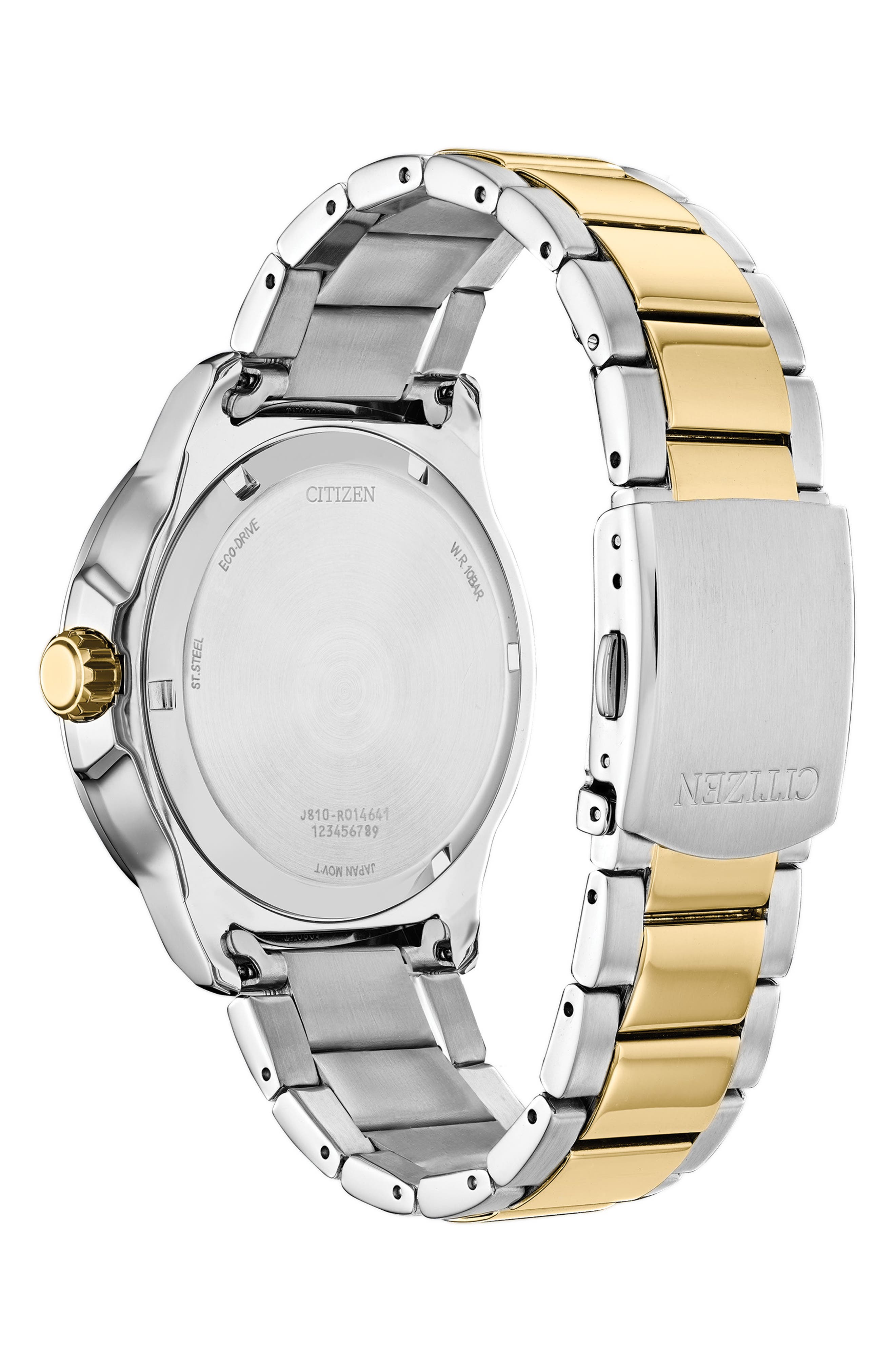 Citizen Eco Drive Three-Hand Quartz Stainless Steel Bracelet Watch, 45mm