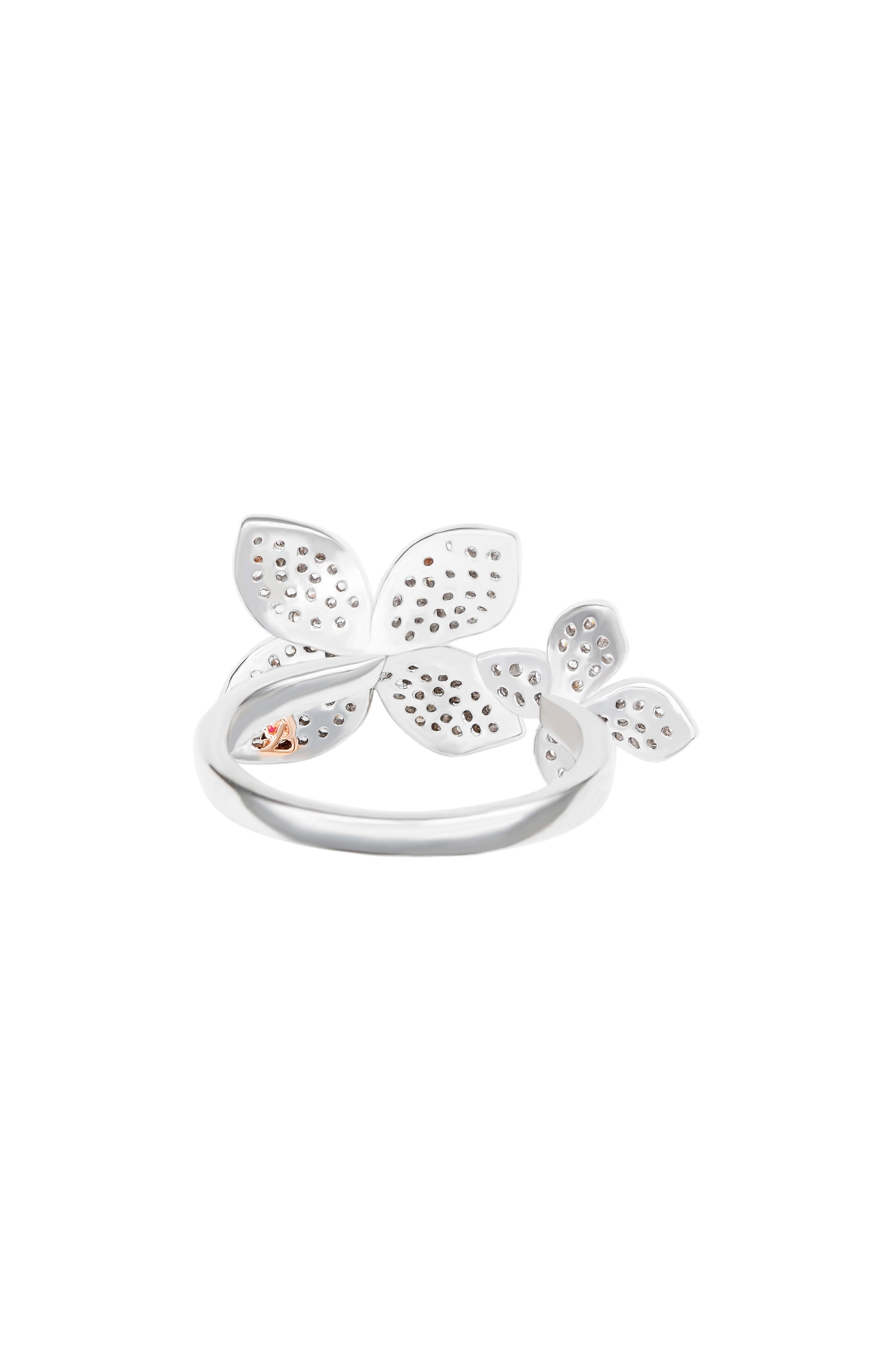 SUZY LEVIAN Sterling Silver CZ Double Flower Ring