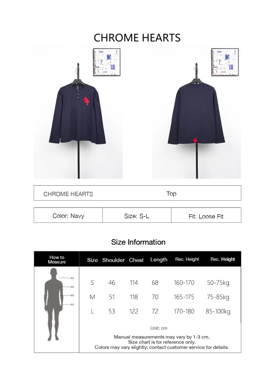 Chrome Hearts Navy Cross Leather Patch Waffle Henley Long Sleeve product photo from LabelPicks