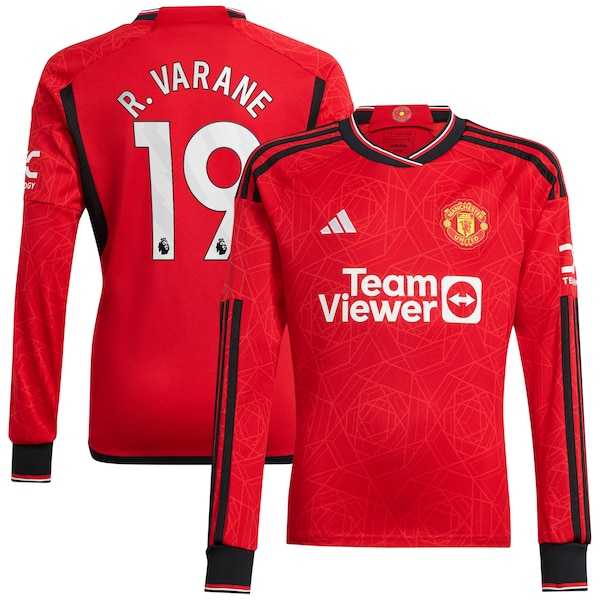Raphael Varane Manchester United adidas 2023/24 Home Replica Long Sleeve Player Jersey - Red
