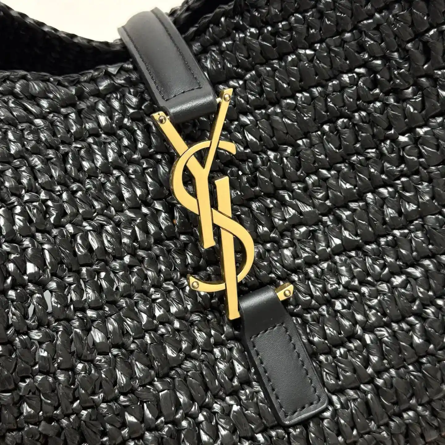Saint Laurent Black Straw Woven Shoulder Bag product photo from LabelPicks