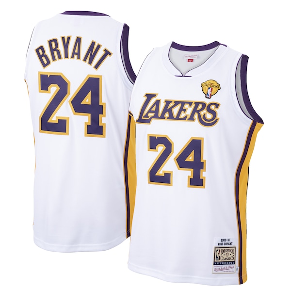 Men's Los Angeles Lakers Kobe Bryant White 2009-10 Hardwood Classics Authentic Jersey