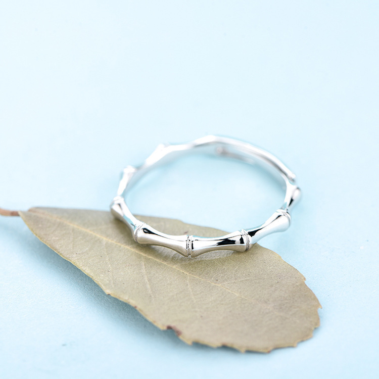 925 sterling silver bamboo joint couple rings, simple open-style rings for men and women, minimalist and chic, perfect as a Christmas gift