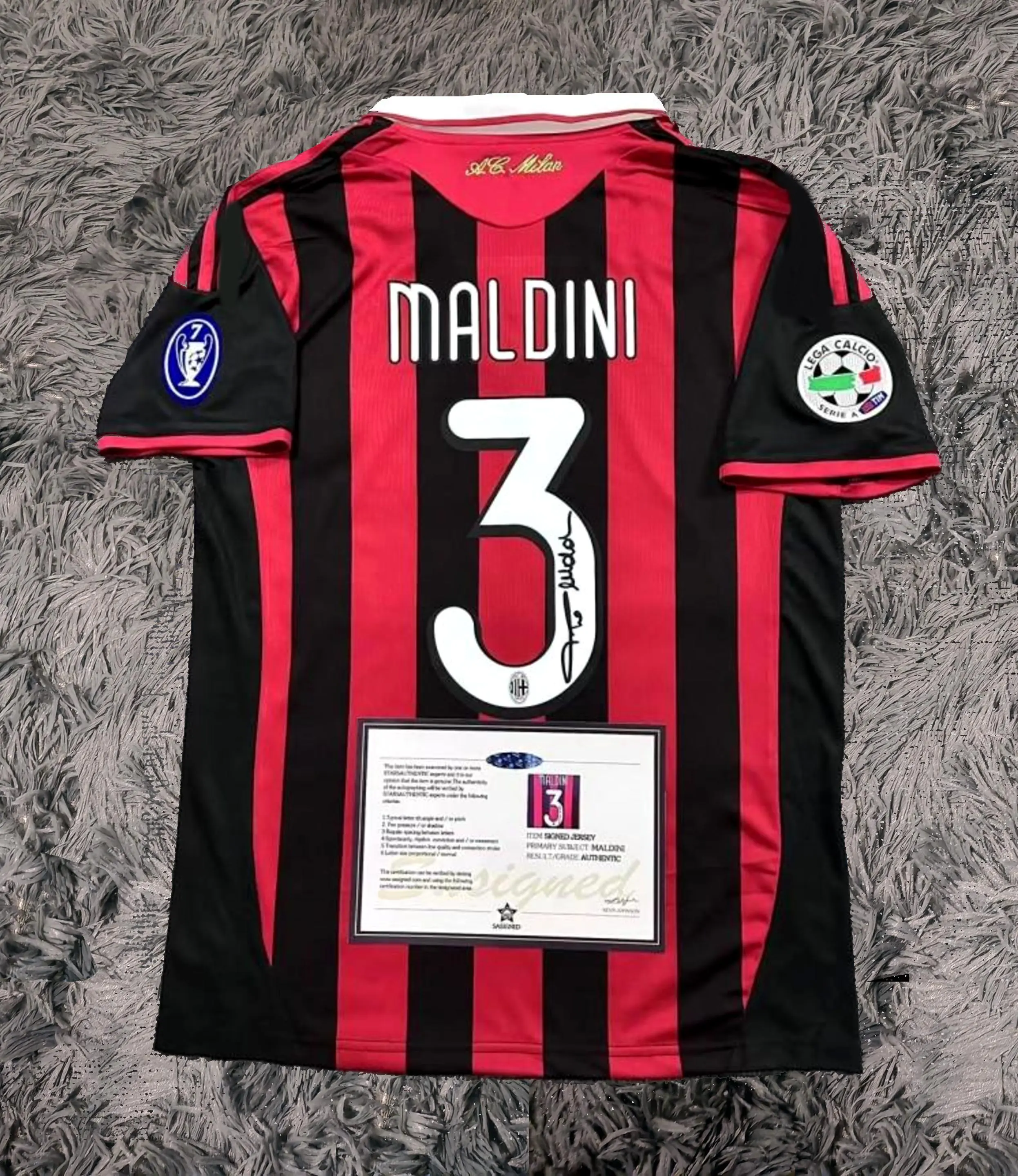 Paolo Maldini SIGNED AC Milan Jersey 2010 Final Home Shirt Jersey - COA Retro