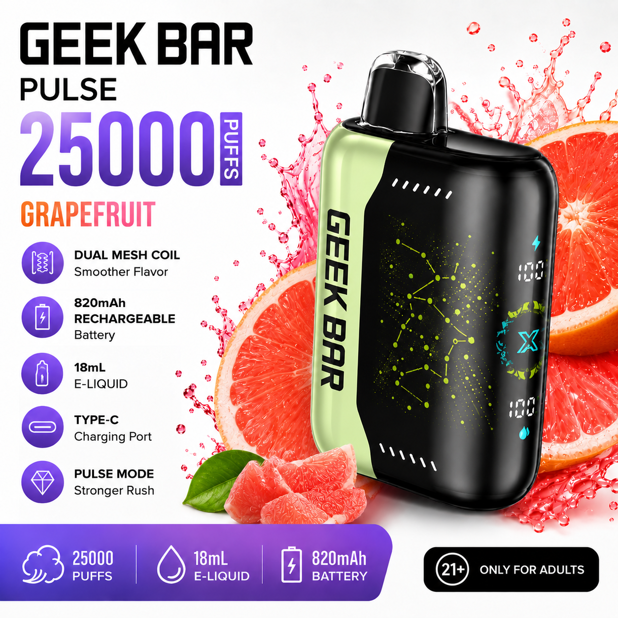 🔥 GEEK BAR Premium Flavor Device - 25000 Puffs | Fast U.S. Delivery