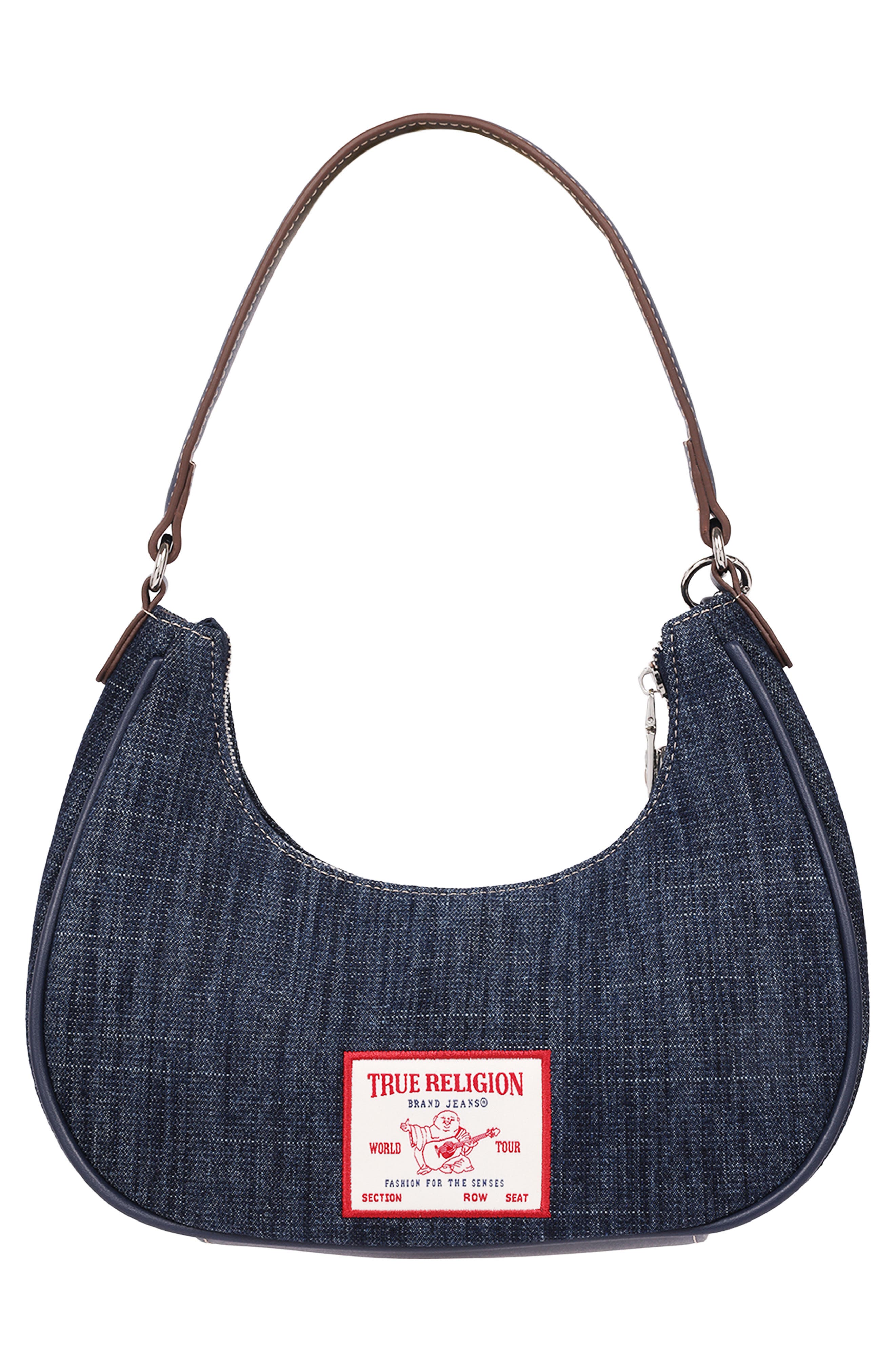 True Religion Wing Motif Denim Hobo Bag
