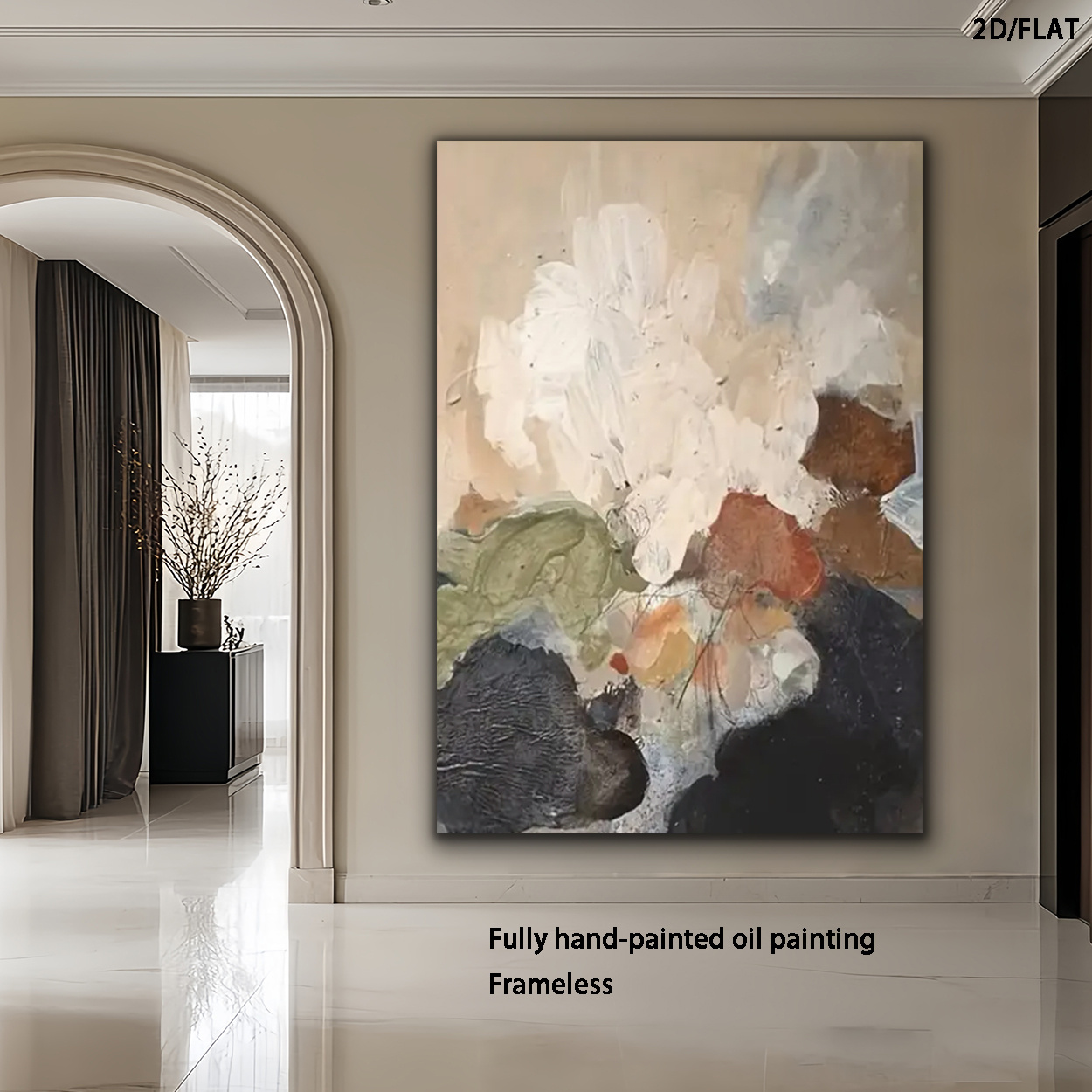 An entirely hand-painted oil artwork, ideal for upscale bedroom decor, featuring abstract and minimalist designs suitable for restaurantsThis Wabi Sabi Style Painting Is a Perfect Gift for Home Decoration, Suitable for Living Rooms and Dining Areas