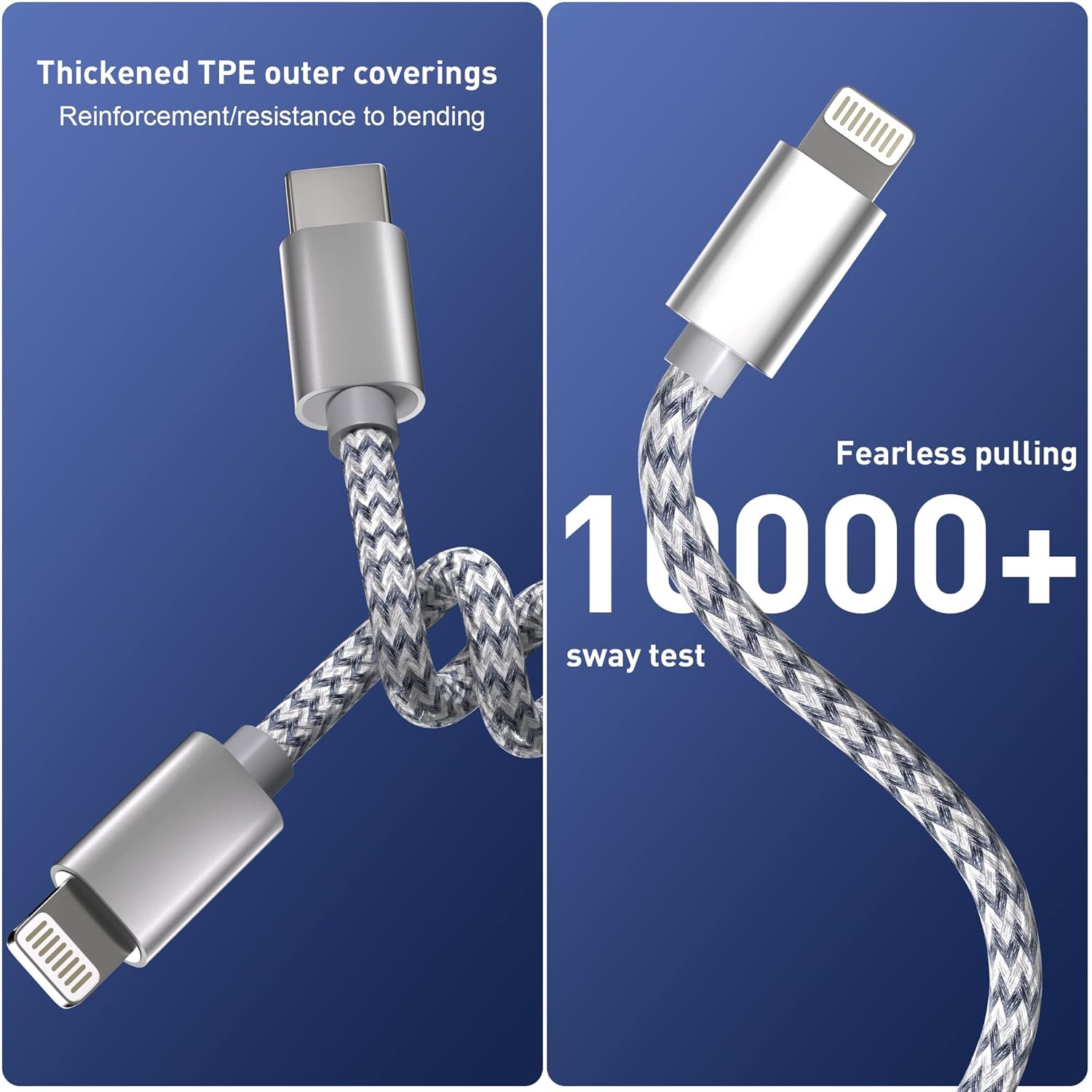 USB C to Lightning Cable 3 Pack 6FT Apple MFi Certified Fast Charging Cable