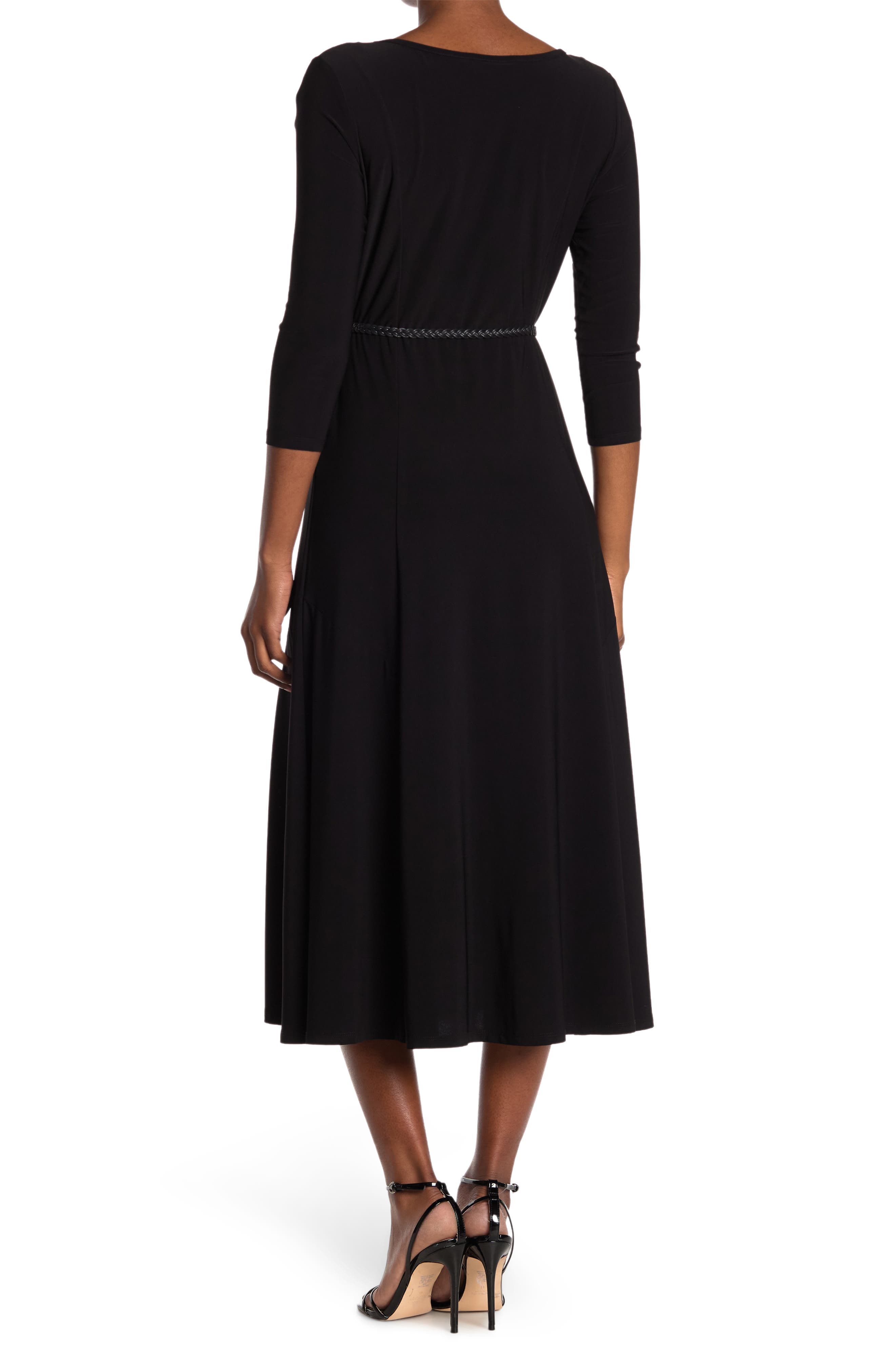 Nina Leonard Waist Belt Midi Dress