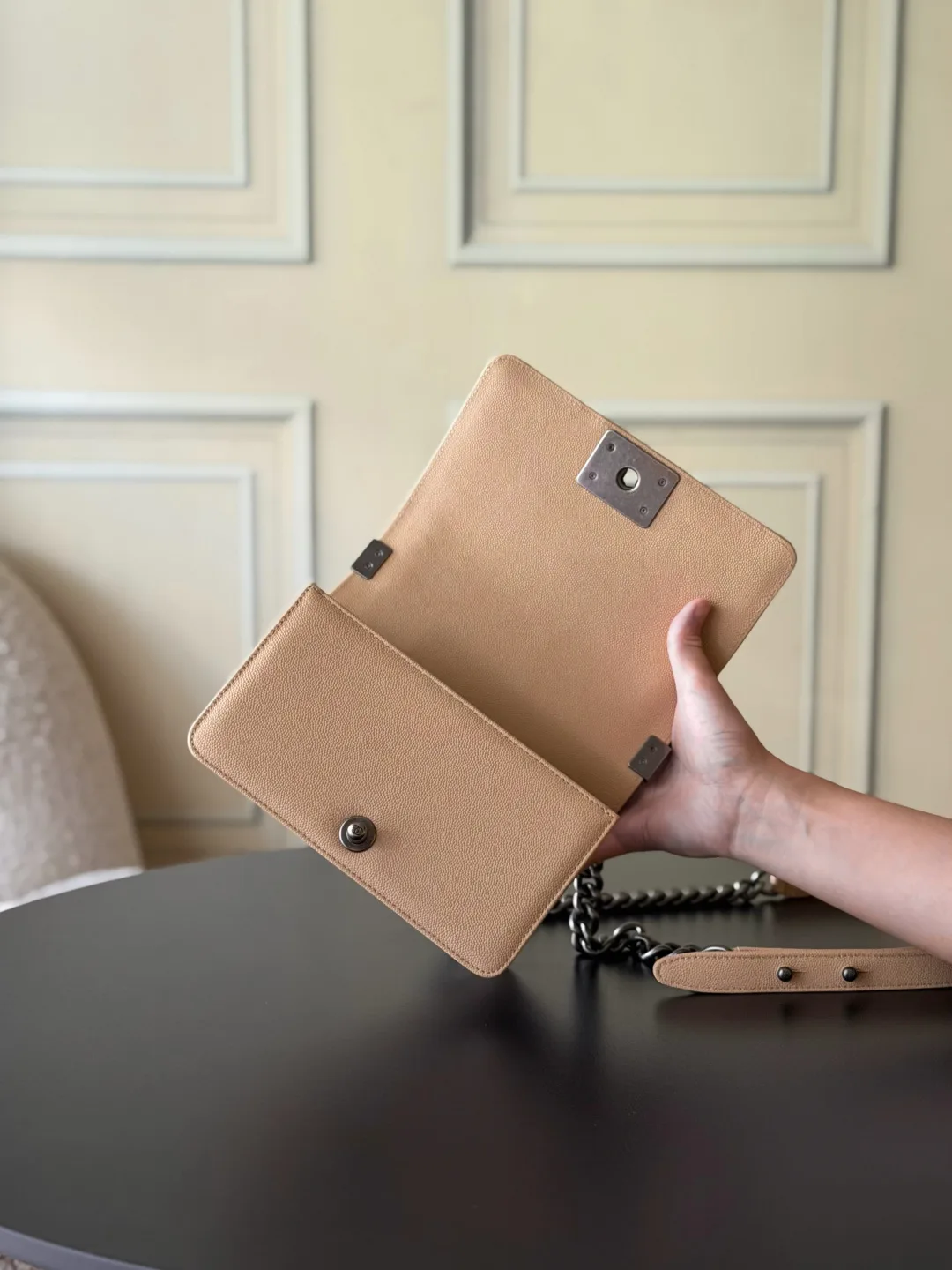 Chanel Beige Quilted Leather Crossbody Bag product photo from LabelPicks