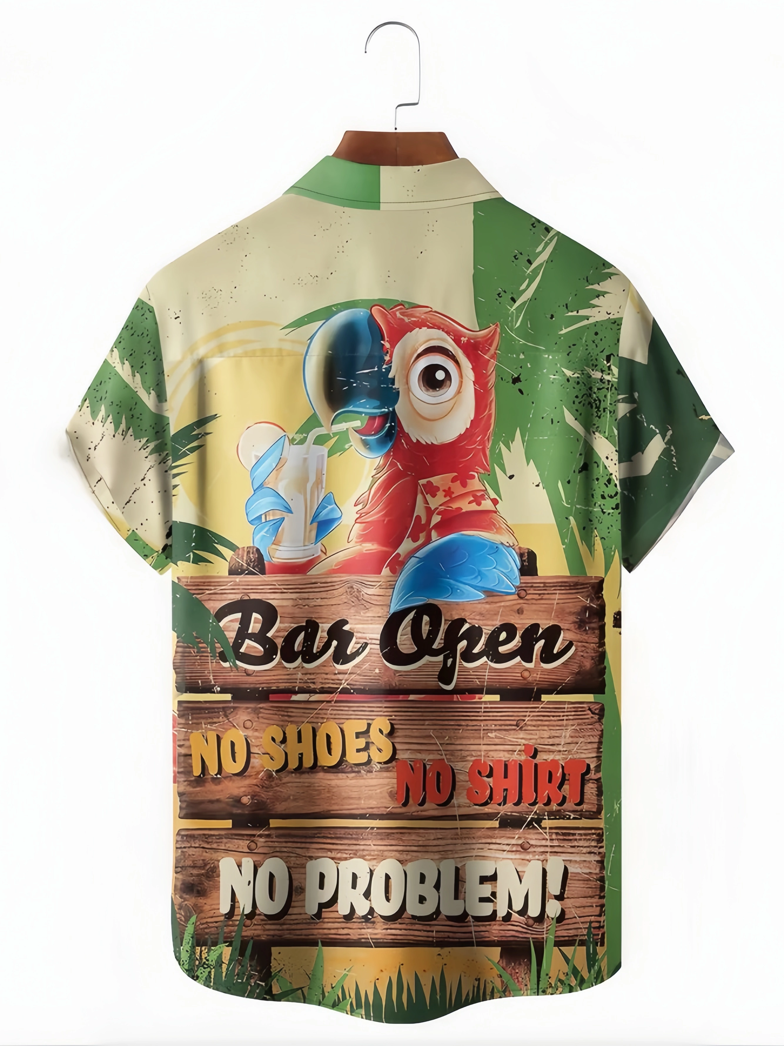 Parrot Chest Pocket Short Sleeve Hawaiian Shirt